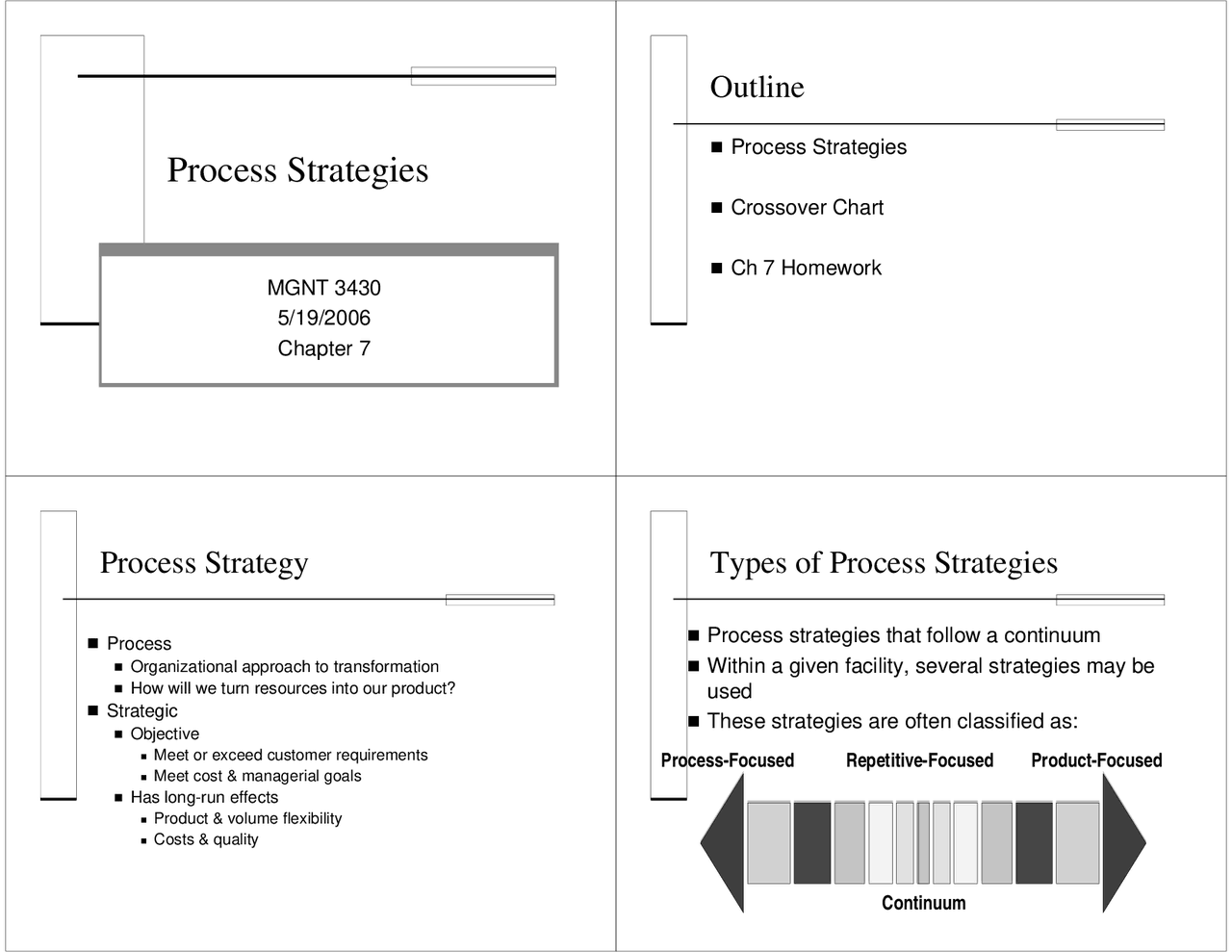 Process Strategies - Lecture Slides | MGNT 3430 - Docsity