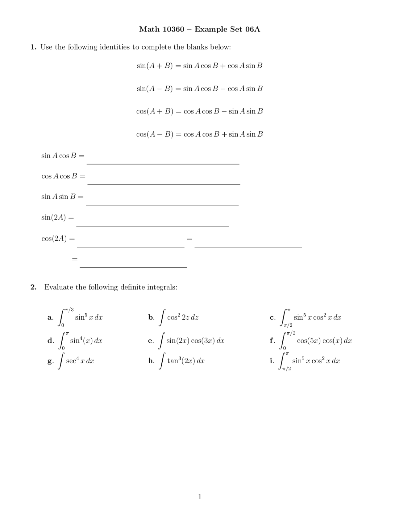 11 Problems in Calculus B on Example Set 6 - Assignment 6 | MATH 10360 ...