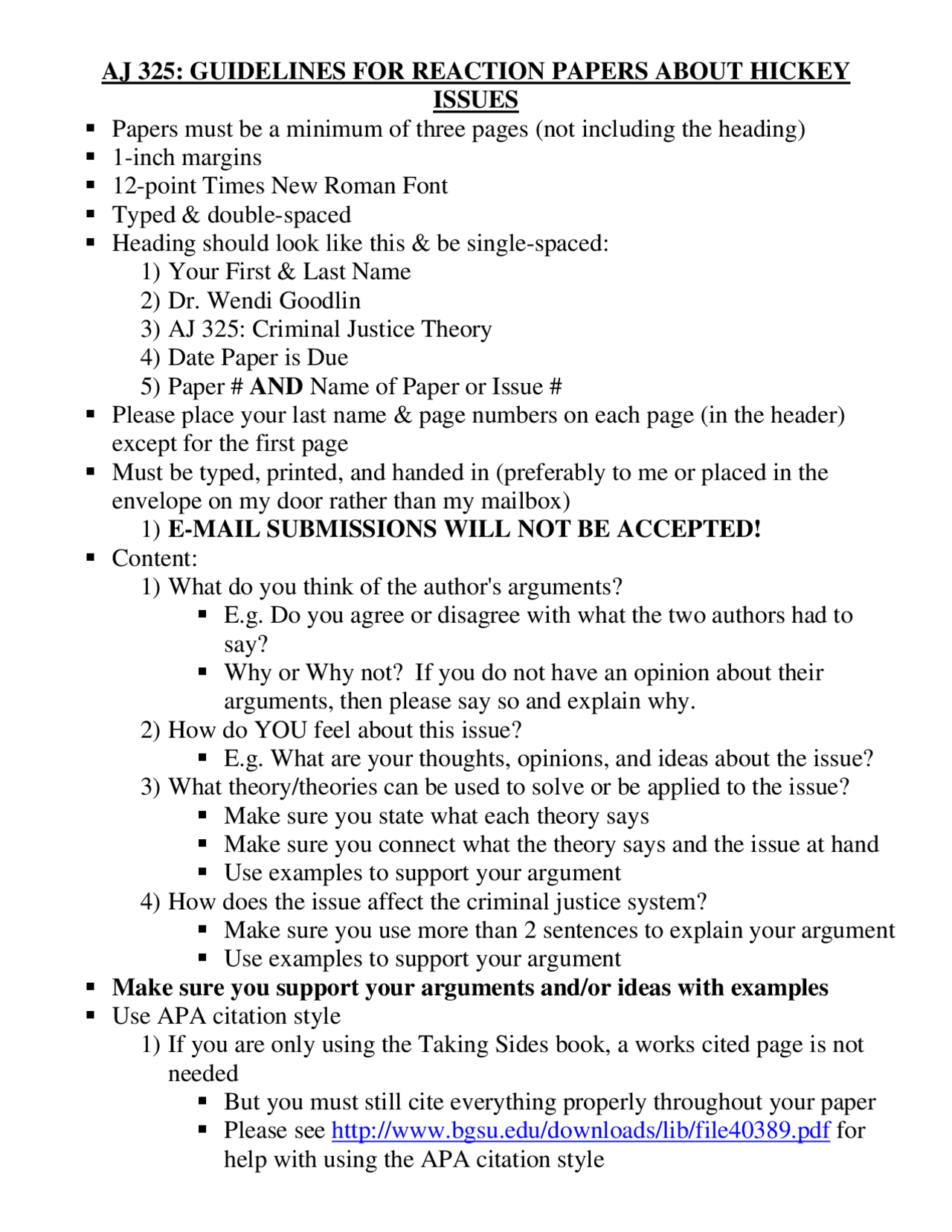 Guidelines for Reaction Papers About Hickey Issues | AJ 325 | Papers ...
