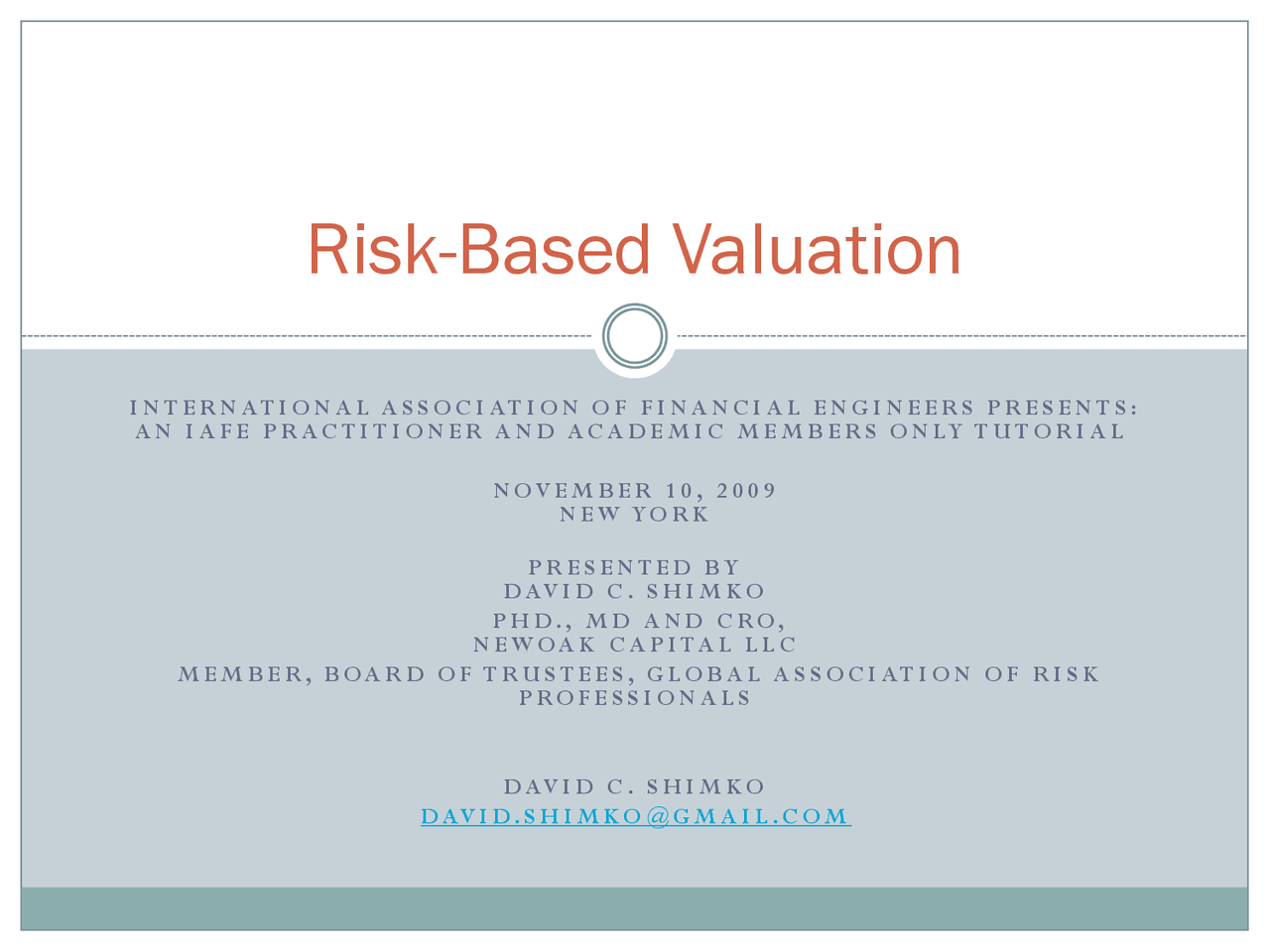 Valuation Risk Footnote Example Risk Based Valuation - Investigation of Special Topics - Lecture Slides ...