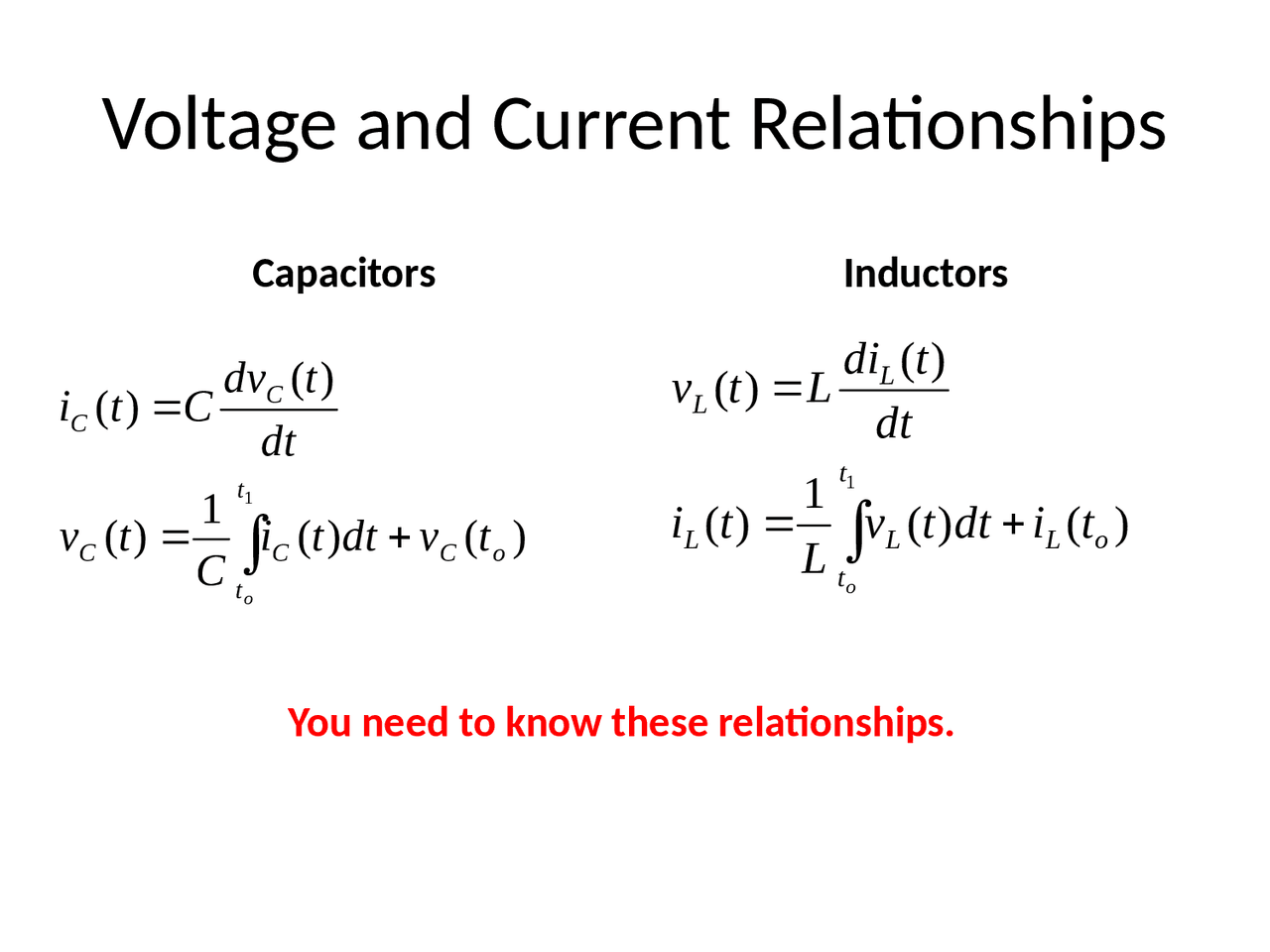 Voltage and Current Relationships | ECE 2004 - Docsity