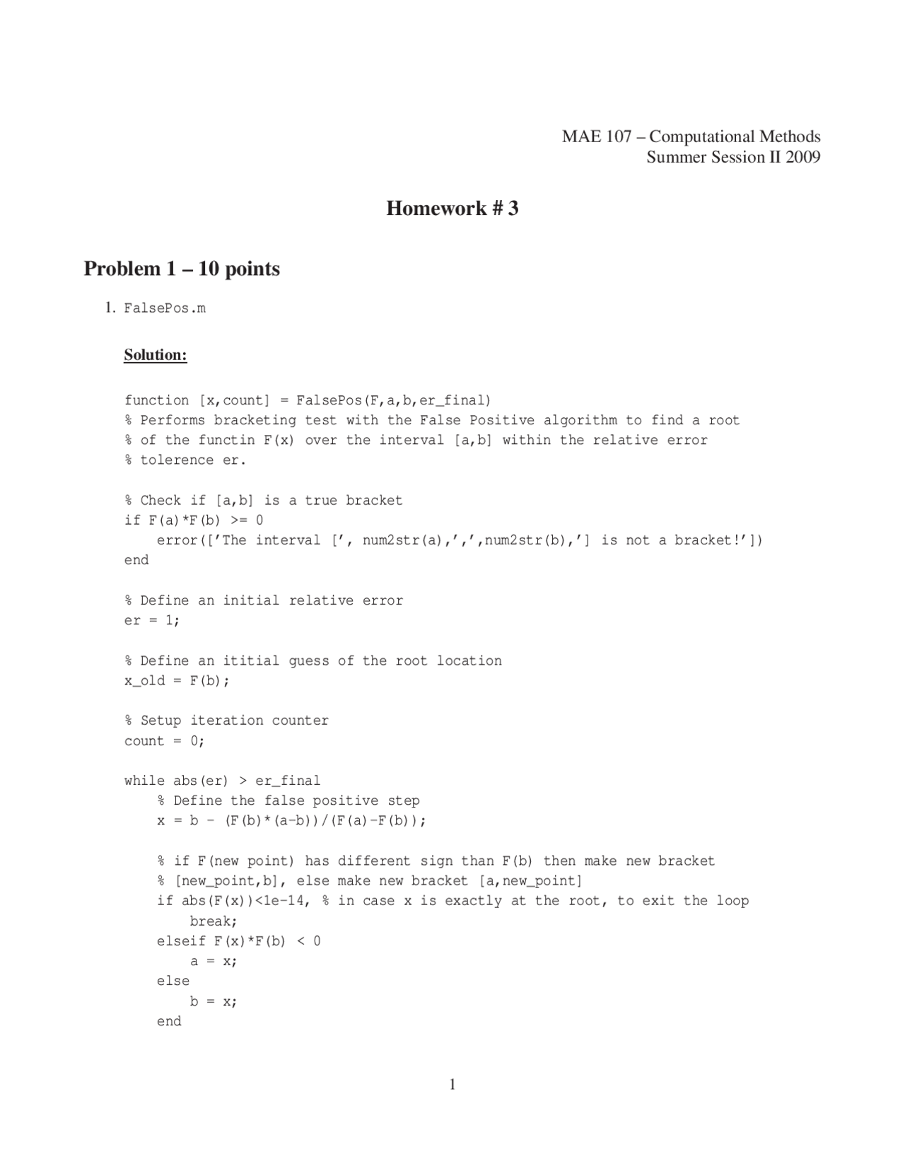 Computational Methods: Root Finding with False Position and Newton ...