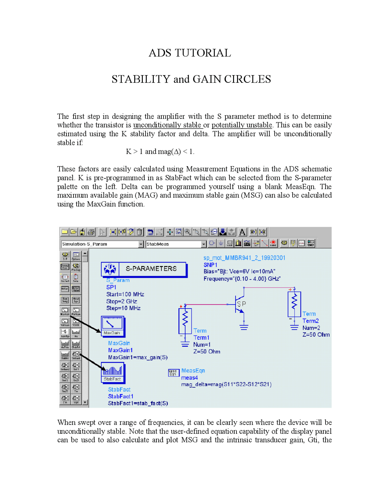 Stability and Gain Circles Communication Circuit Design II Handout