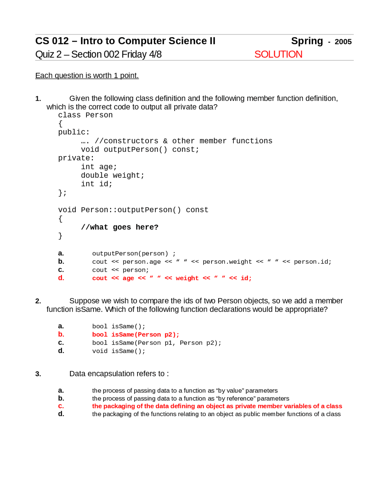 10 Solved MCQs on Computer Science - Quiz 2 | CS 012 - Docsity