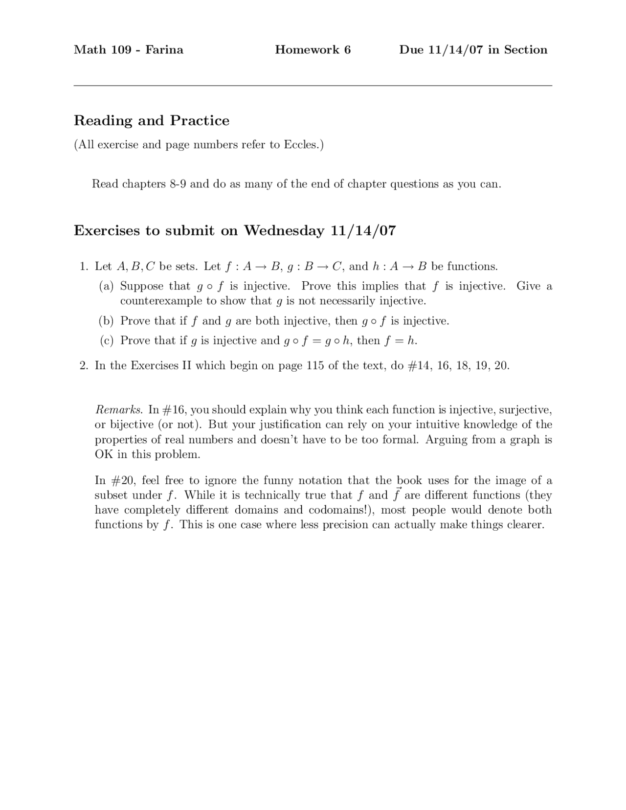 Home Work Math 109 Homework 6 on Mathematical Reasoning | MATH 109 - Docsity