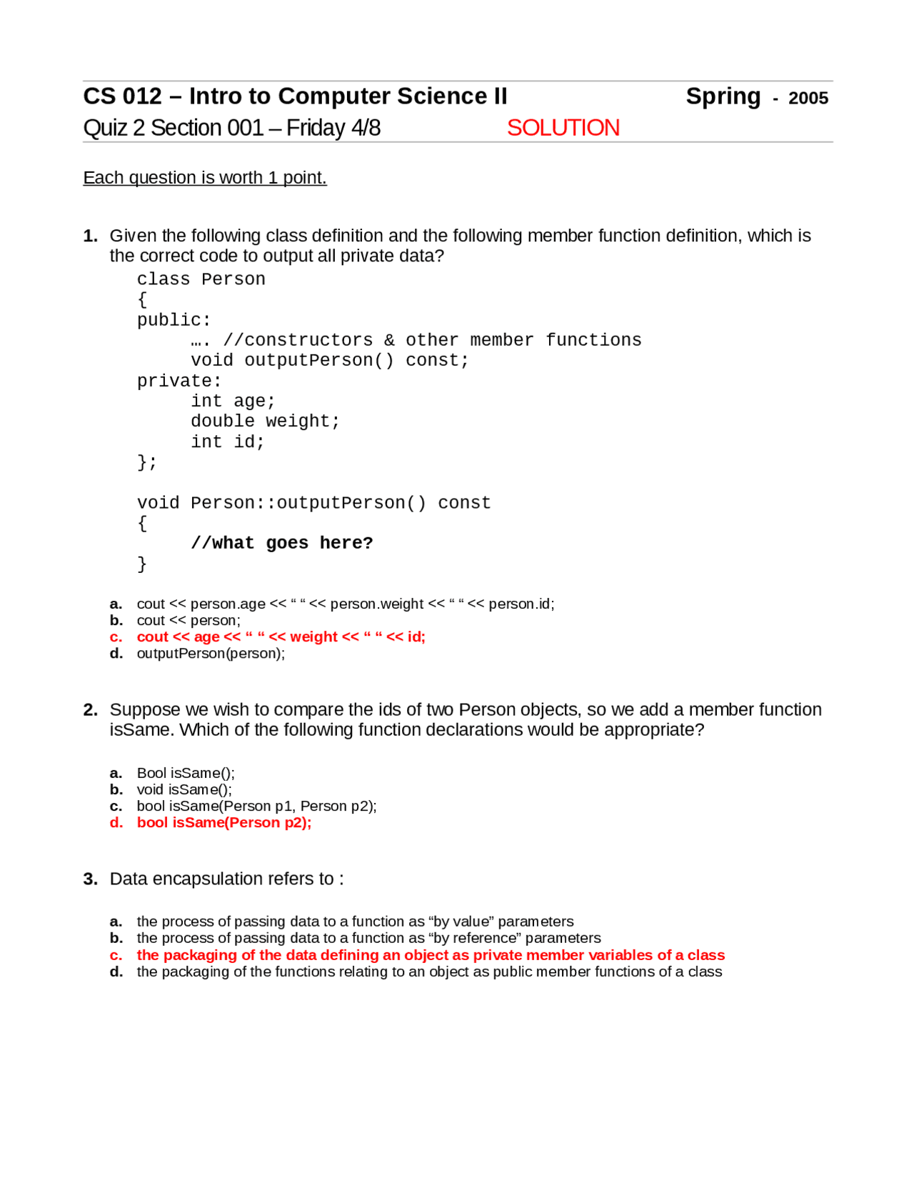 Cs Exam Math Question 10 Questions Quiz 2 - Mathematics Engineering | CS 012 - Docsity
