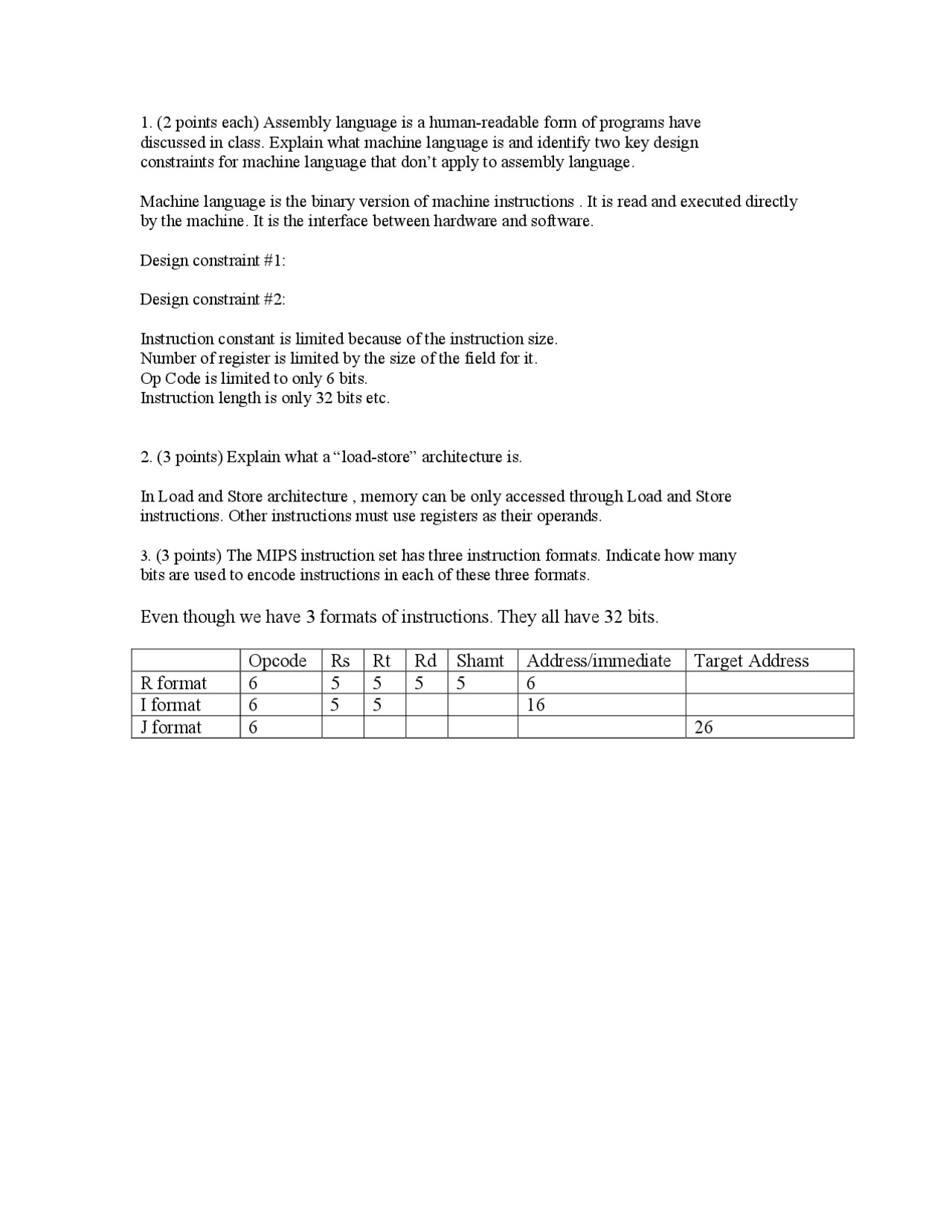 Introduction to Computer Architecture - Assignment Questions | CSE 141 ...