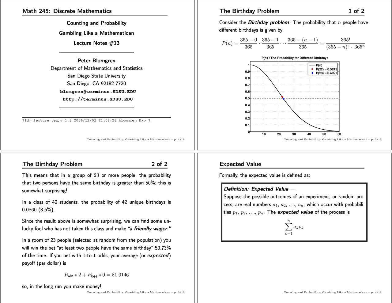 Counting and Probability - Lecture Notes | MATH 245 - Docsity