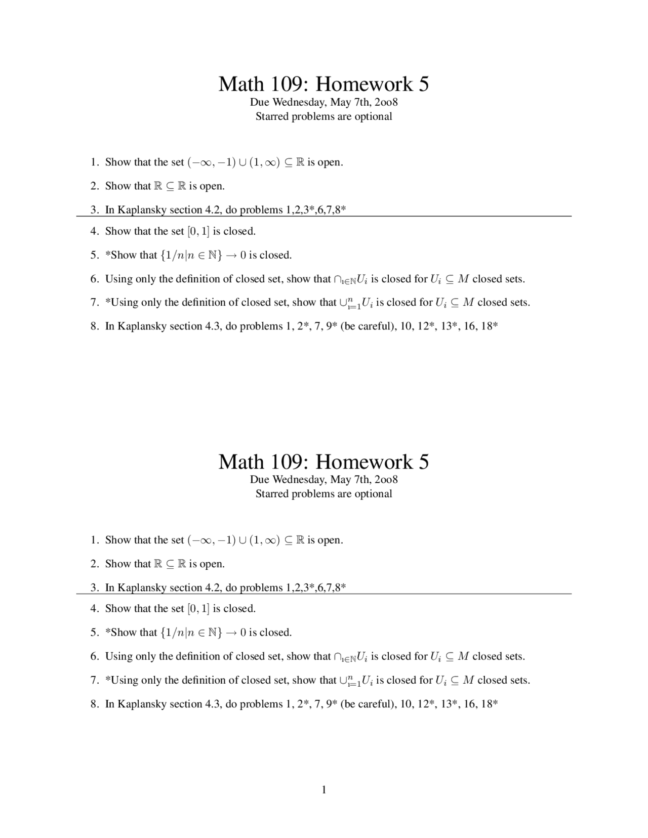 Home Work Math 109 Mathematical Reasoning - Assignment 5 Questions | MATH 109 - Docsity