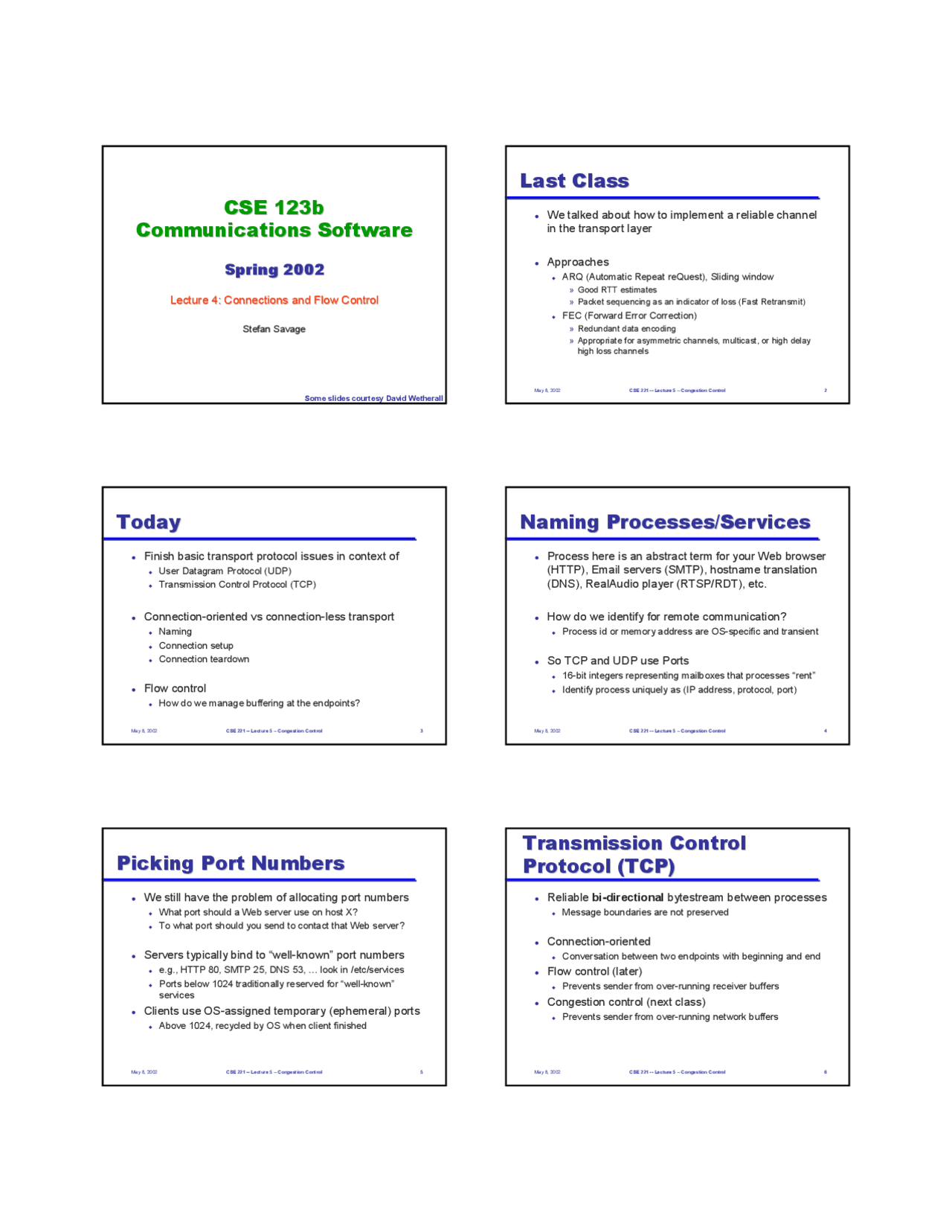 Lecture 4: Connections and Flow Control | CSE 123 | Study notes ...