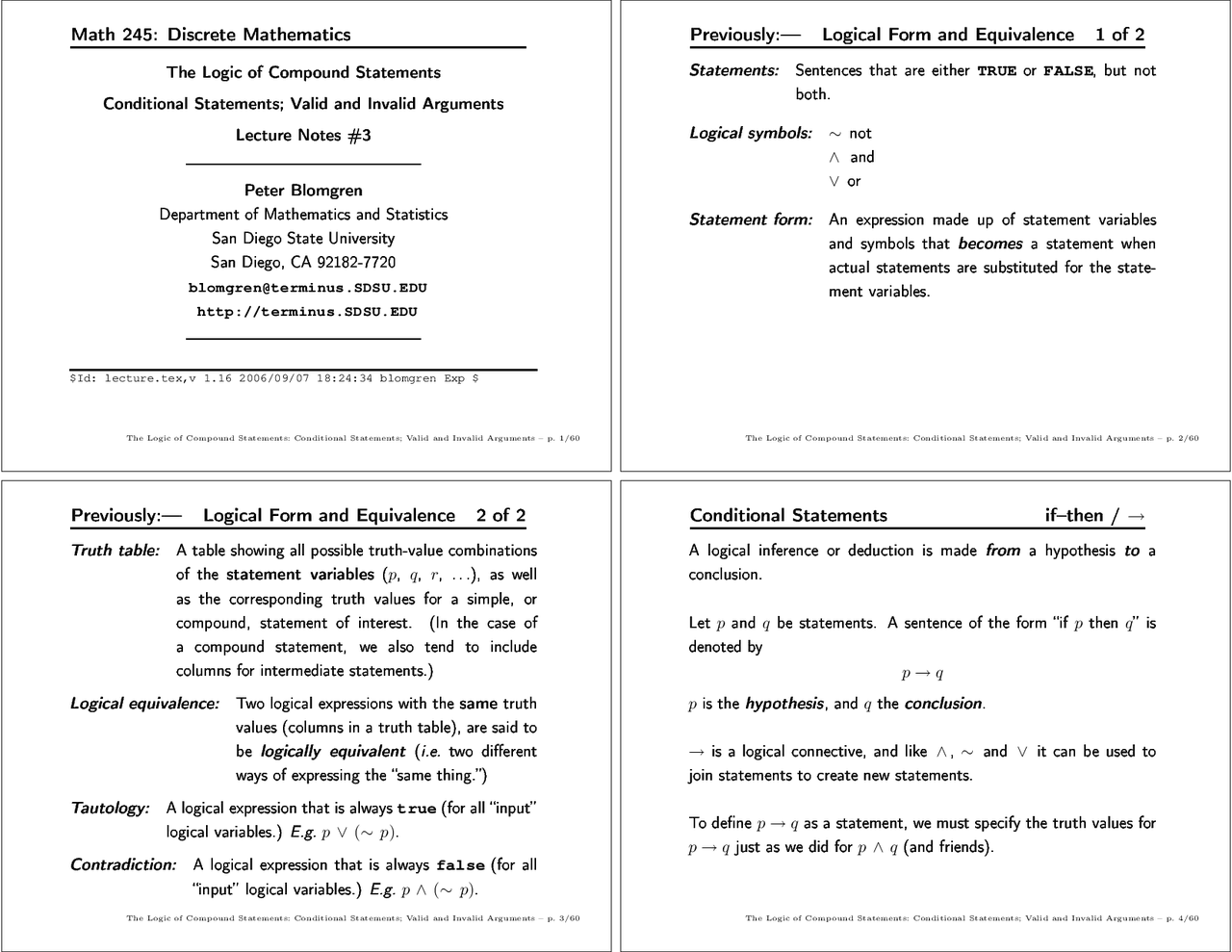 Compound Statement Types On Math The Logic of Compound Statements - Lecture Slides | MATH 245 - Docsity