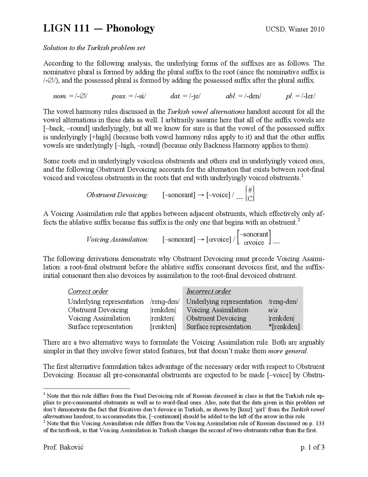 Phonology I - Homework Solutions - Fall 2010 | LIGN 111 | Assignments ...