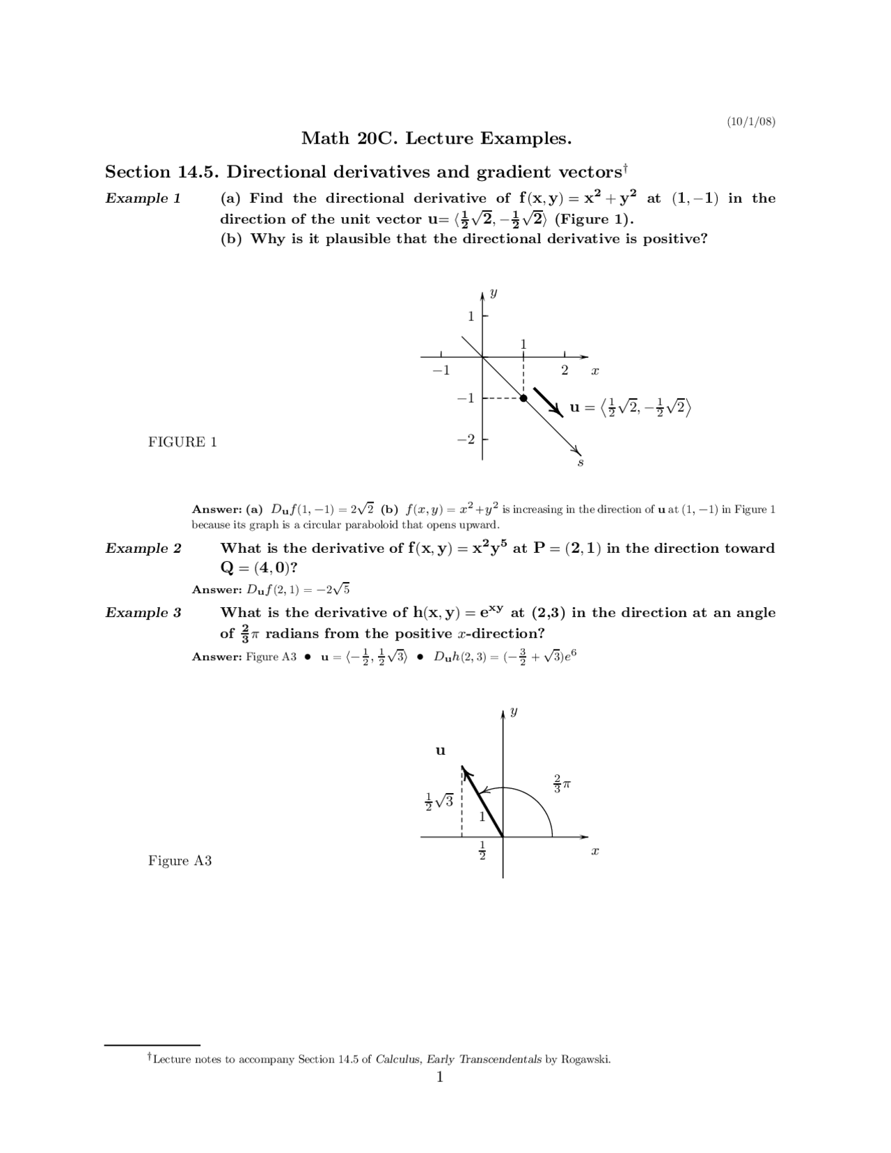 Directional Derivative Example Lecture Examples - Directional Derivatives and Gradient Vectors | MATH ...