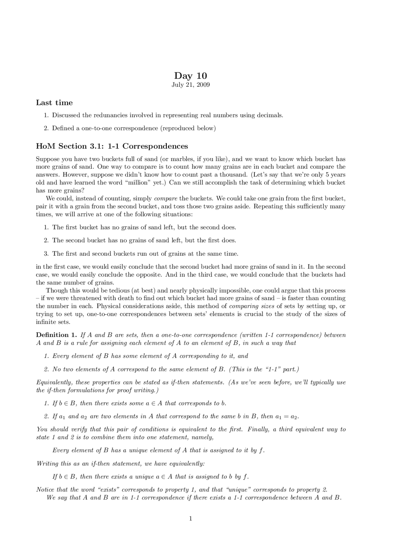 Correspondences - Examples with Resolution | MATH 170 - Docsity