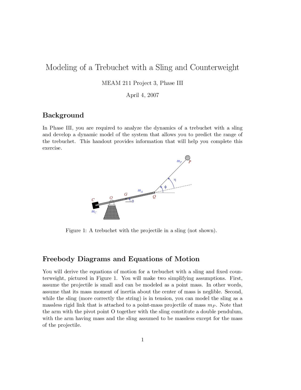 Modeling of a Trebuchet with a Sling and Counterweight - Project | MEAM ...