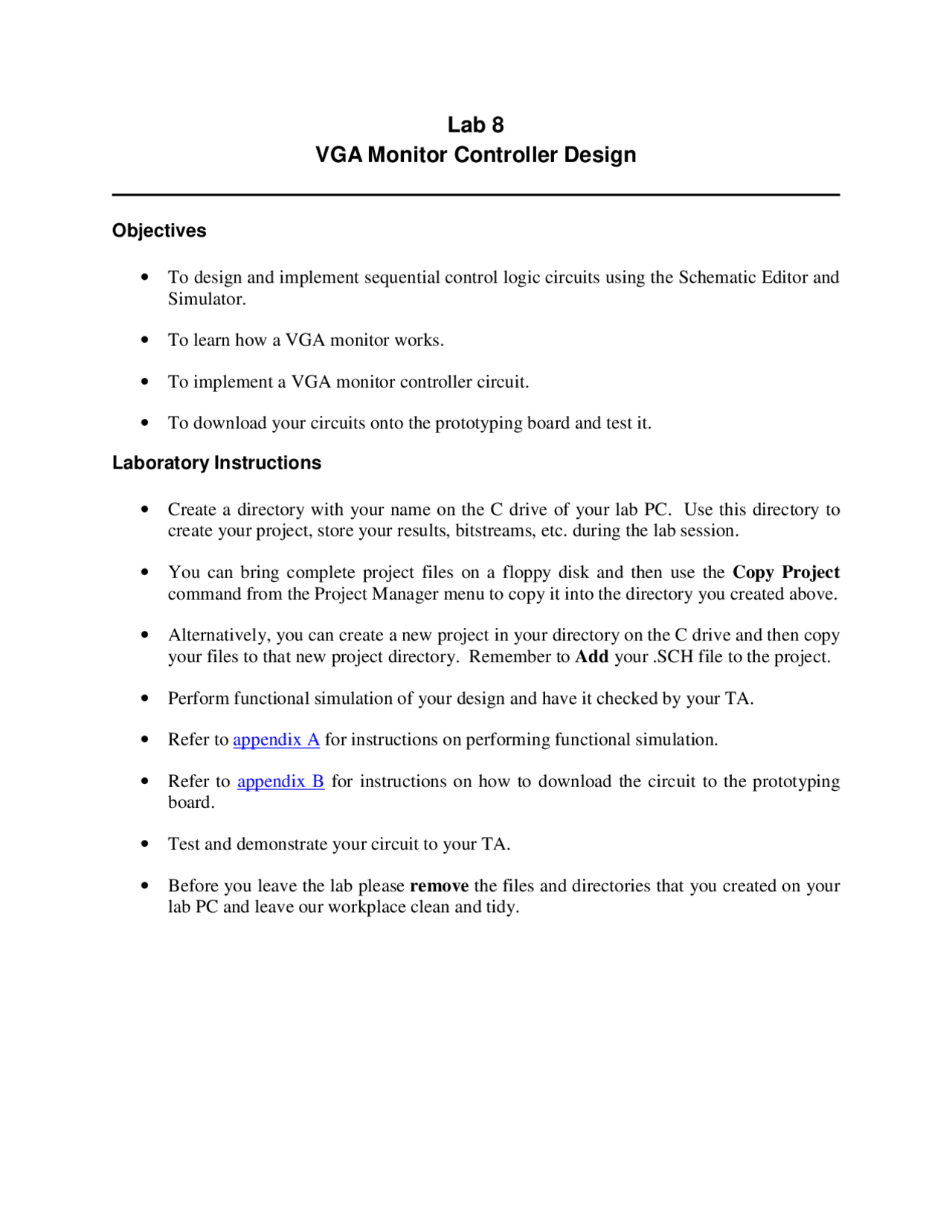 VGA Monitor Controller Design – Lab Manual | EE 120A - Docsity