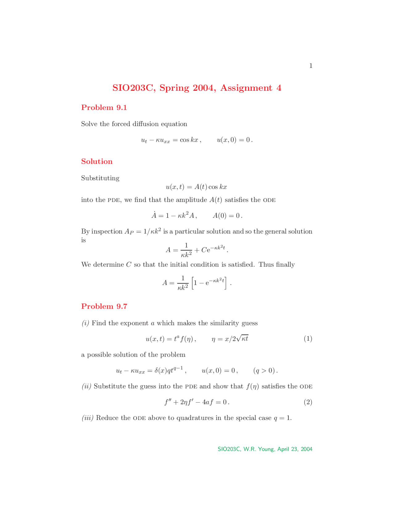 Assignment 4 Solution - Introduction to Applied Mathematics III | SIO ...