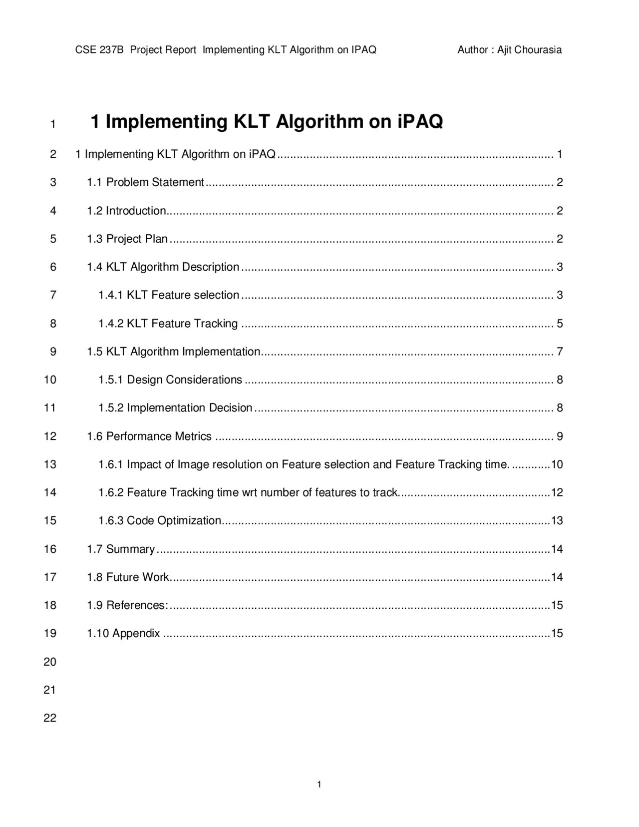 Implementing KLT Algorithm on IPAQ - Project Report | POLI 10 | Study ...