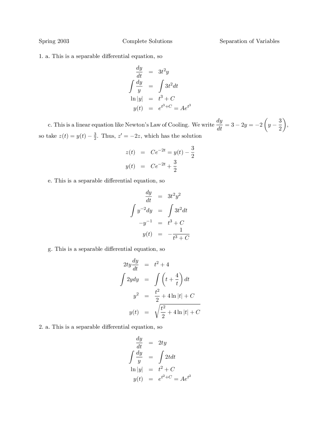 Separations of Variable with Resolution - Calculus for Life Science I ...