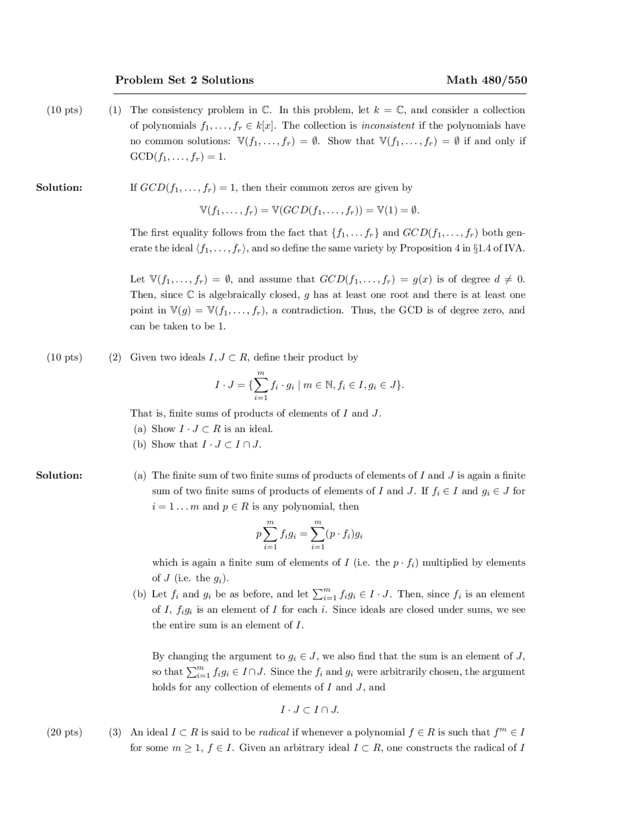 Problem Set 2 with Solutions for Topics in Modern Mathematics | MATH ...