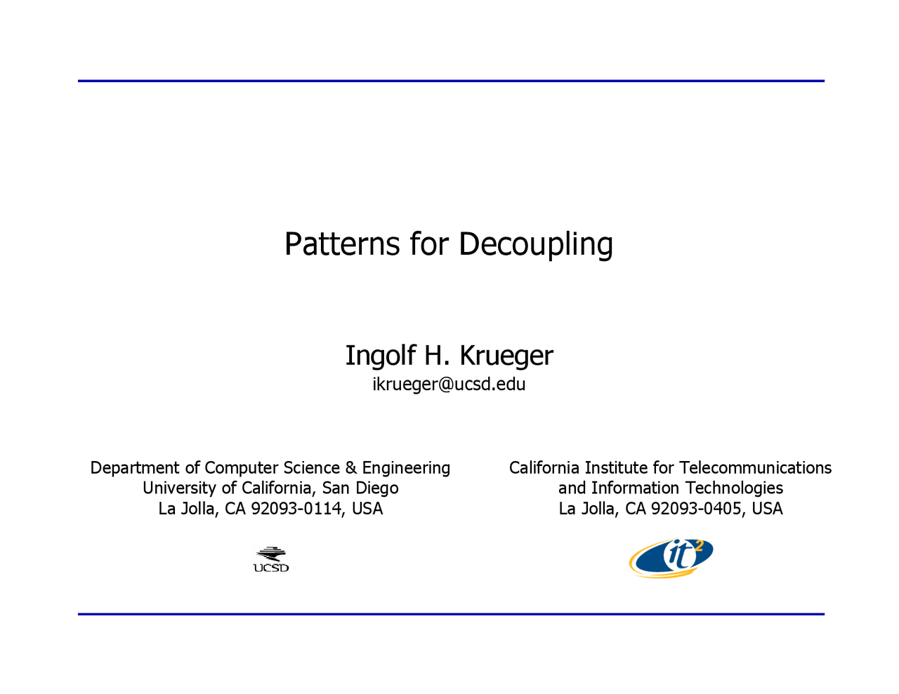 Lecture Slides on Patterns for Decoupling | CSE 218 - Docsity