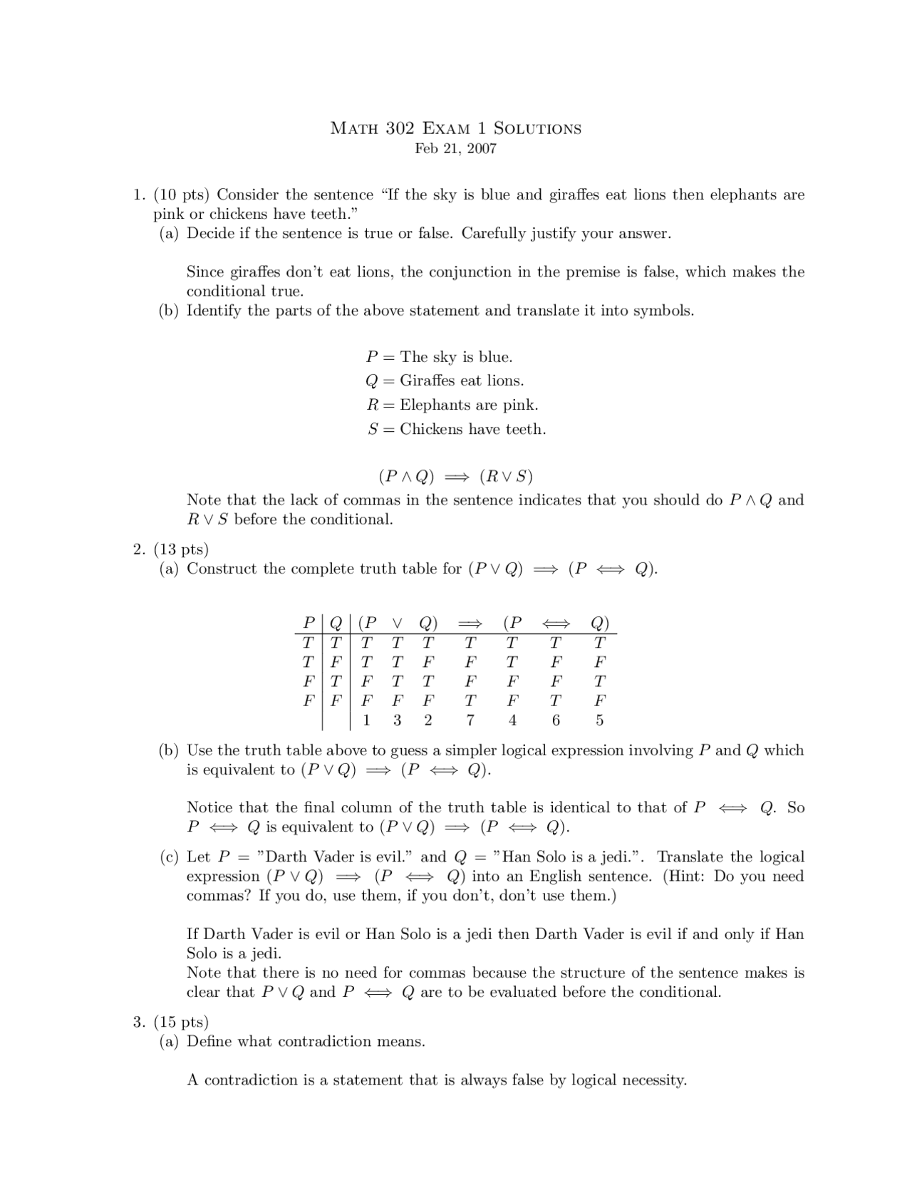 Solutions for Exam 1 - Transition to Higher Mathematics | MATH 302 ...