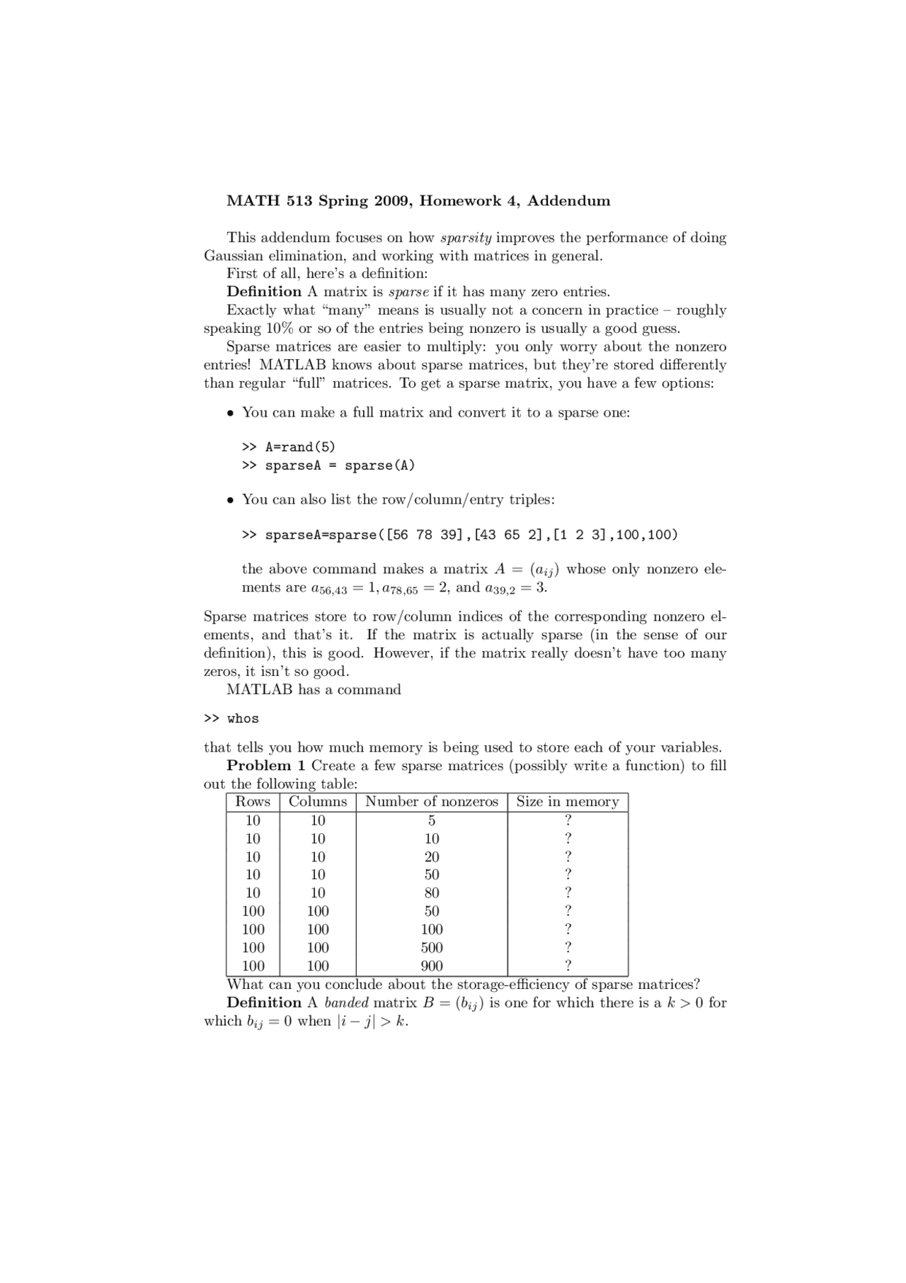 4 Problems on Compute Linear Algebra - Homework 4 | MATH 513 - Docsity