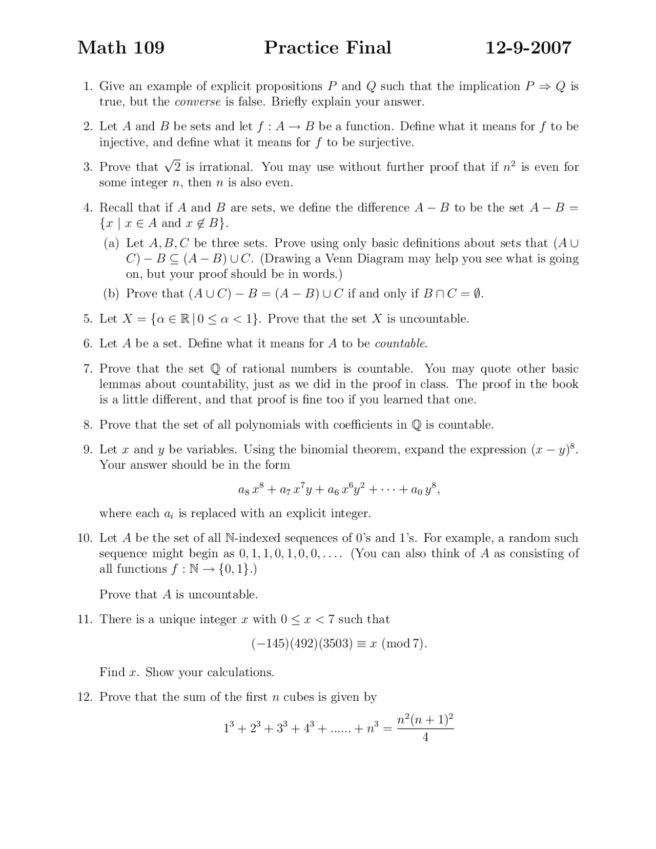Reasoning Test Math Problems Mathematical Reasoning - 12 Questions for Practice Final Exam | MATH ...