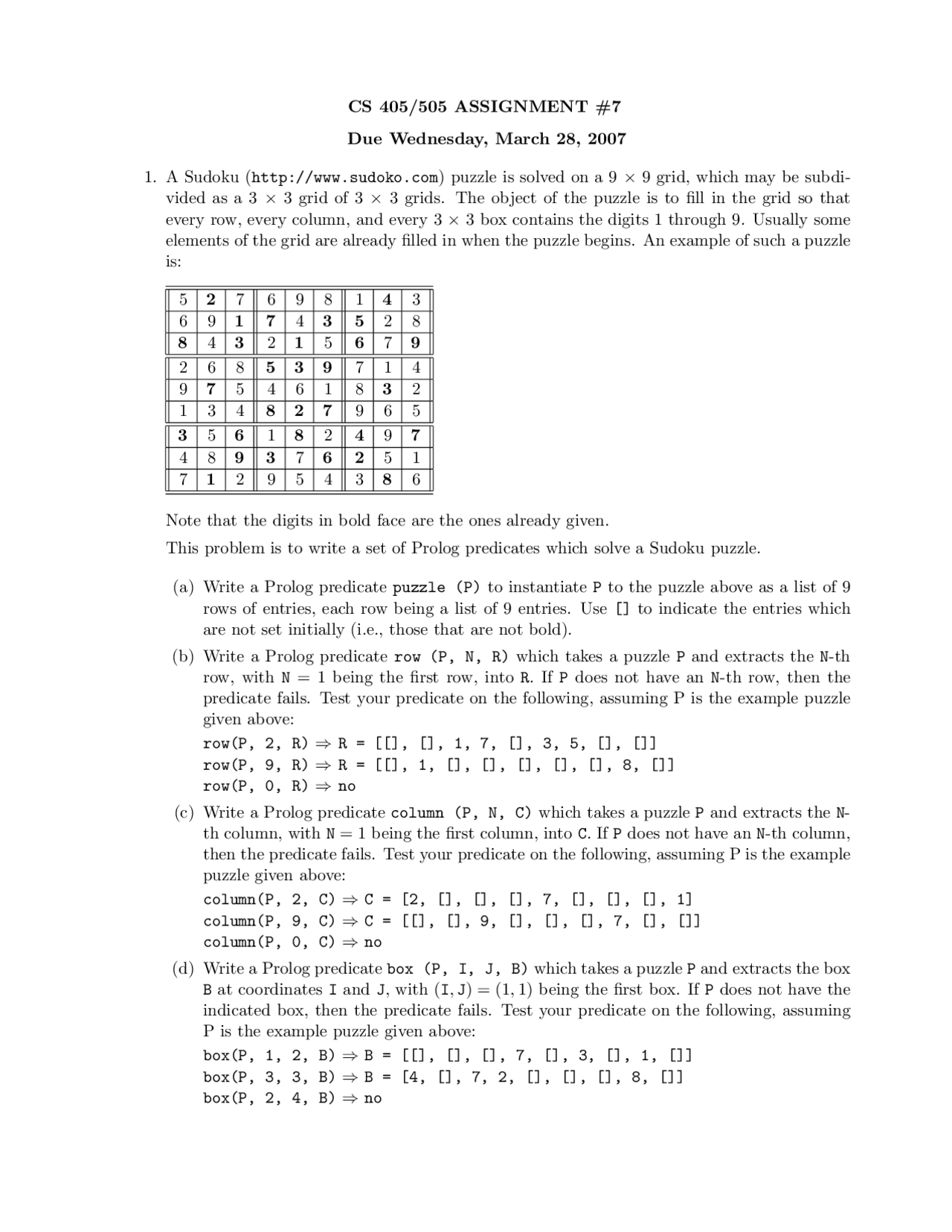 cs401 problemset2 - cs 401 algorithms problem Images... Programming Languages - Solutions for Assignment 7 | CS 401 - Docsity