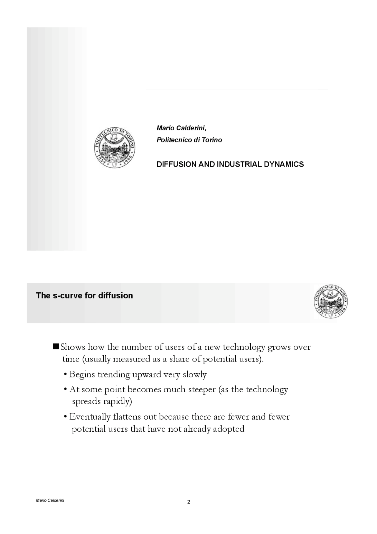 Lecture2 diffusion and industrial dynamics - Docsity