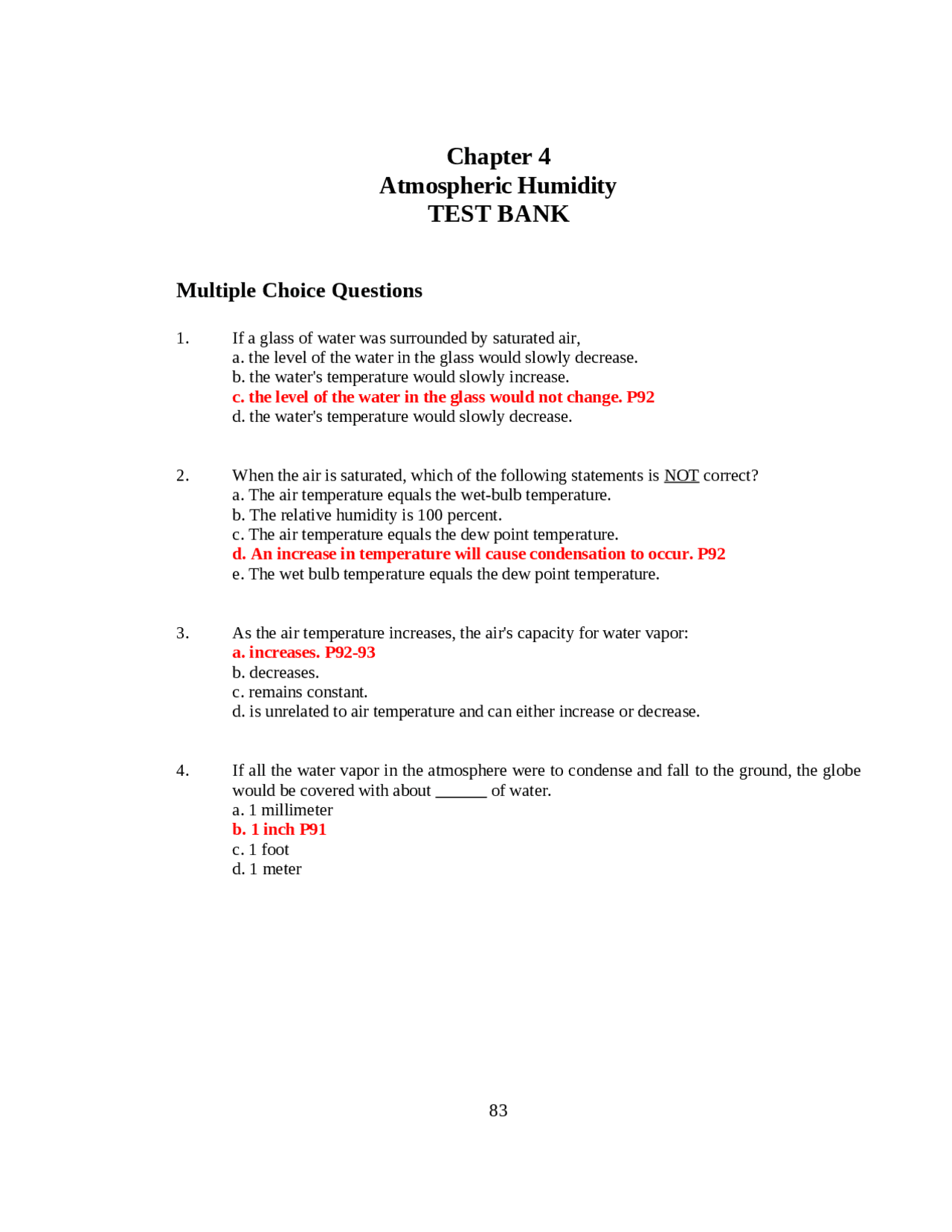 Questions with Solution Key - Weather and Climate | ATMO 201 - Docsity