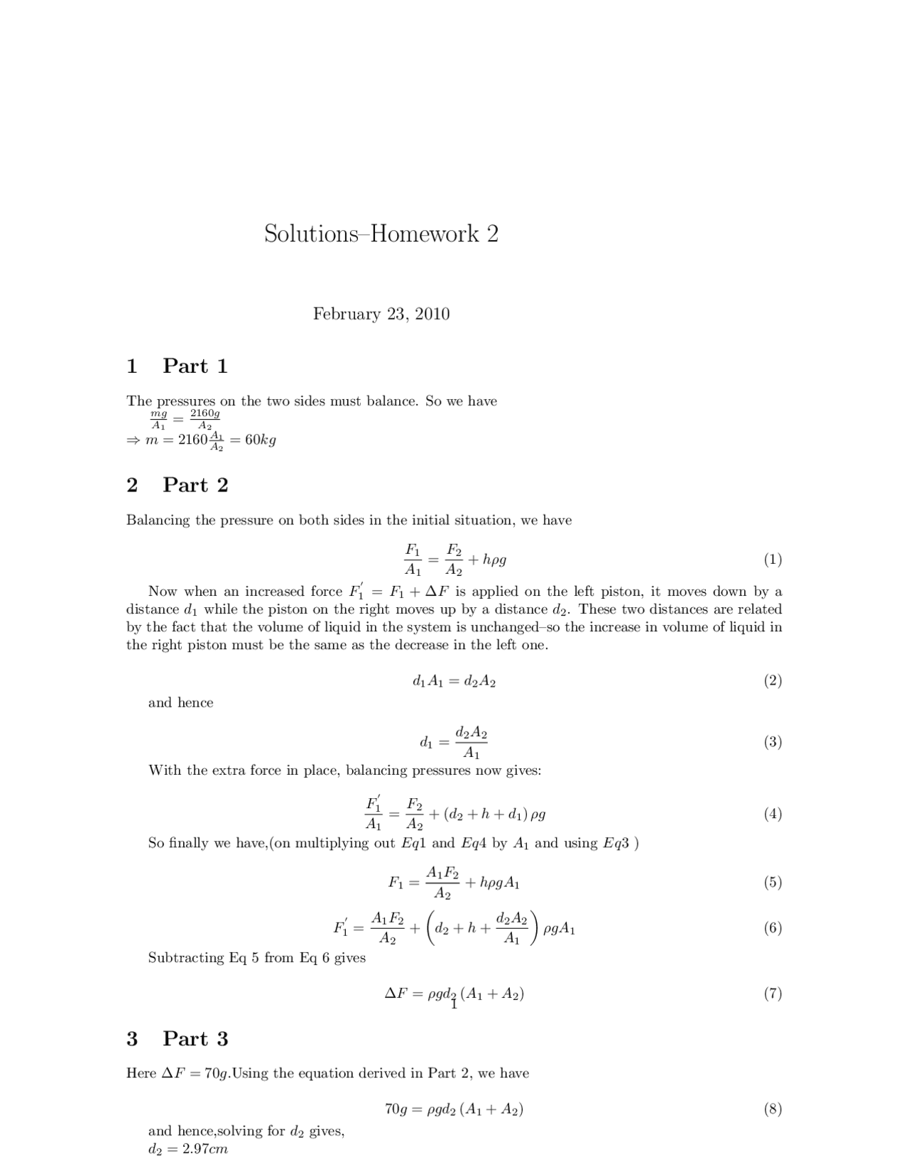 Solutions-Homework 2 - Physics VIB Waves Heat Electric | PHYS 260 - Docsity