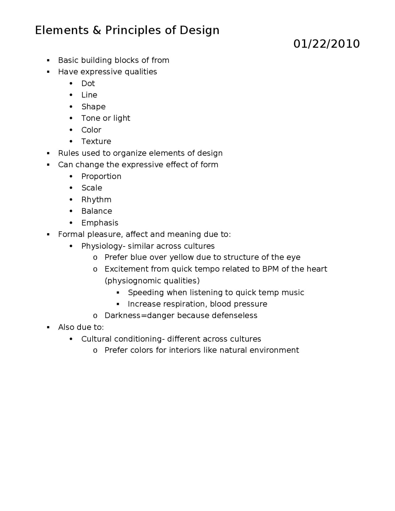 Lecture Notes on Elements and Principles Design | AESHM 342 - Docsity