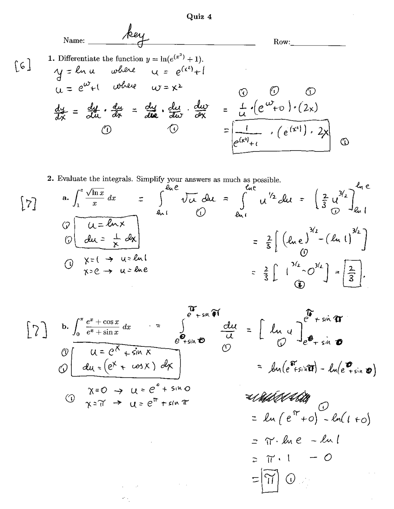 Quiz 4 with Answers Key - Calculus and Analytical Geometry II | MATH ...