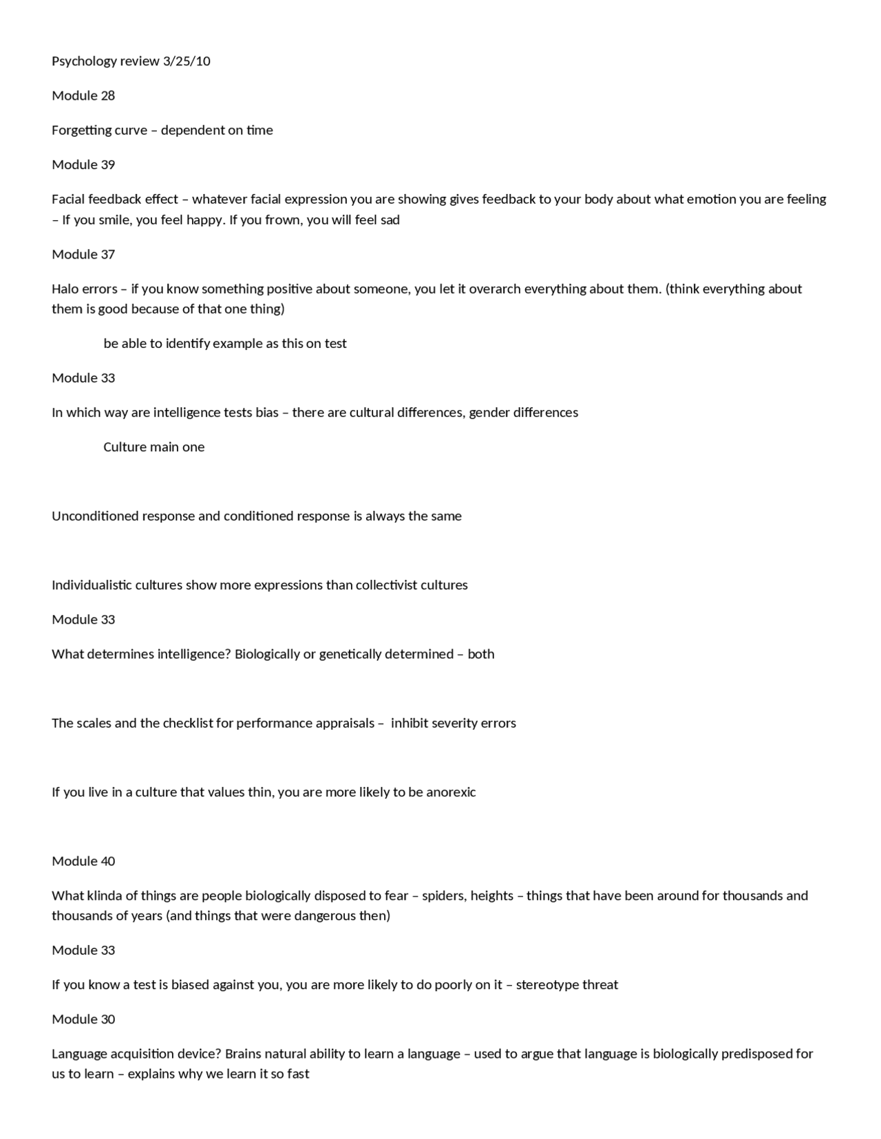 Study Guide for Introduction to Psychology | PSYC 2000 | Study notes ...