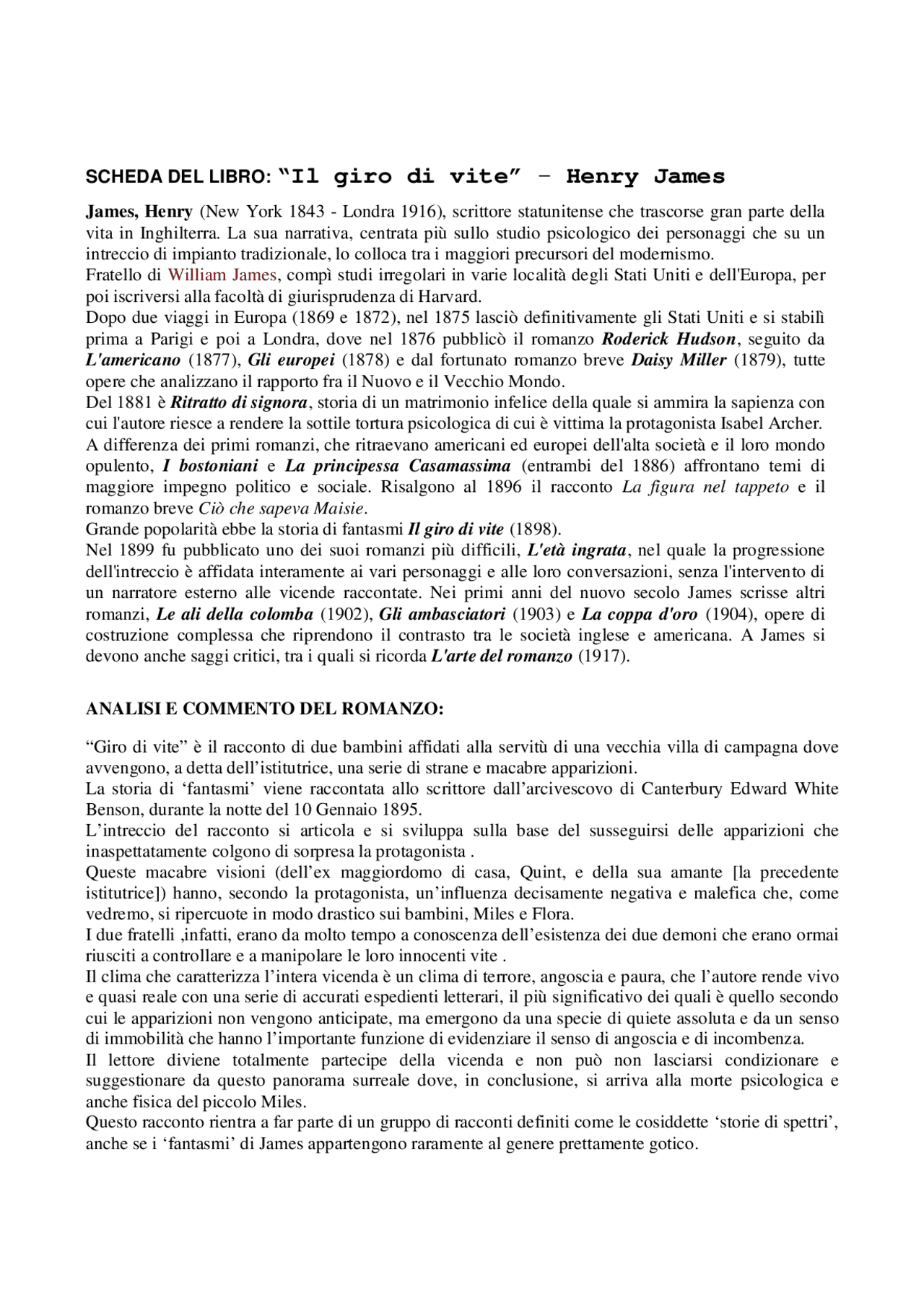 henry james giro di vite