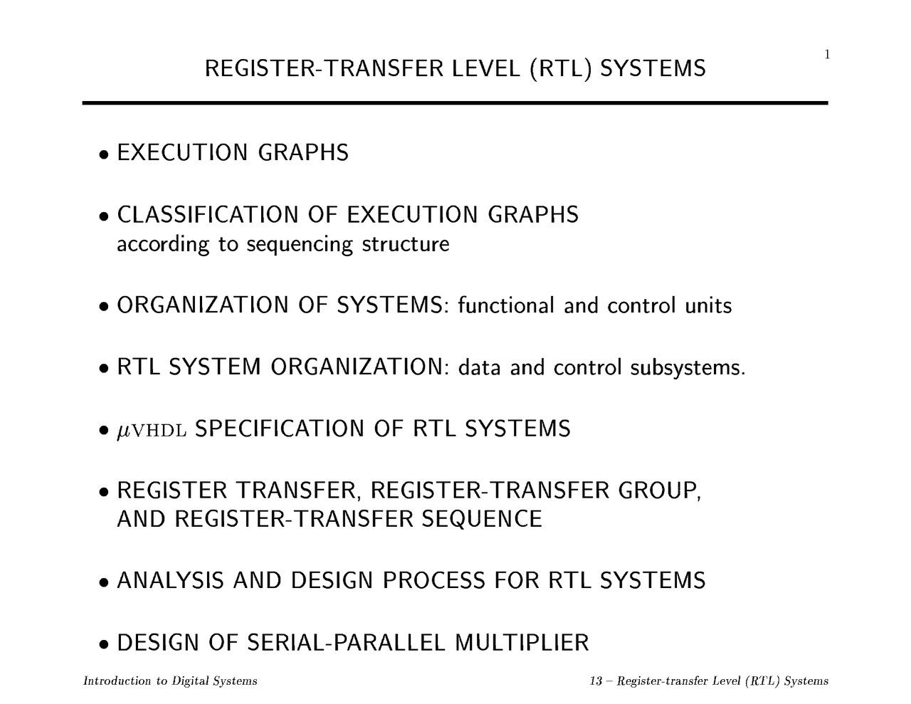 Elettronica digitale - Register Transfert Level Systems - Docsity