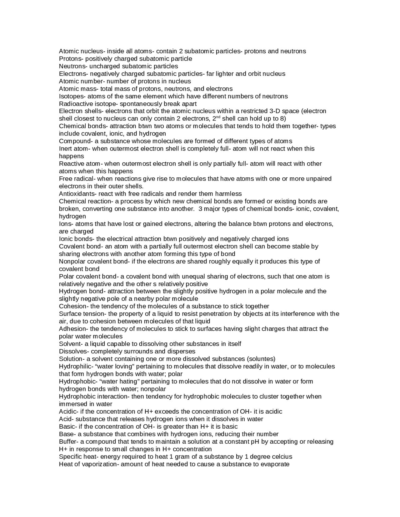 Study Guide Chapter 2 - General Biology | BIOL 1005 - Docsity