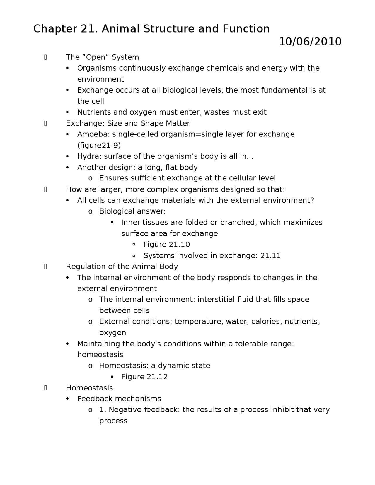 Animal Structure and Function - Lecture Notes | Bisc 102 - Docsity