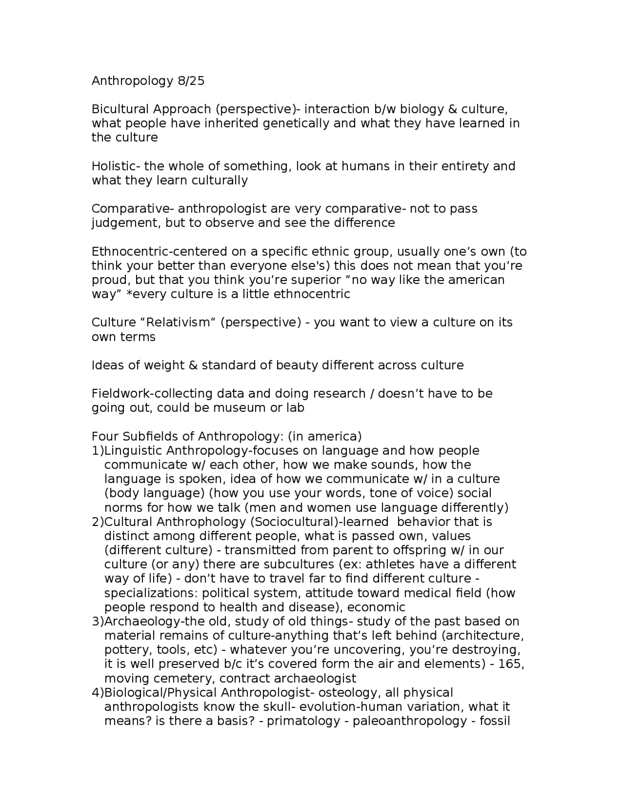 Notes on Anthropology - Introduction to Physical Anthropology and ...