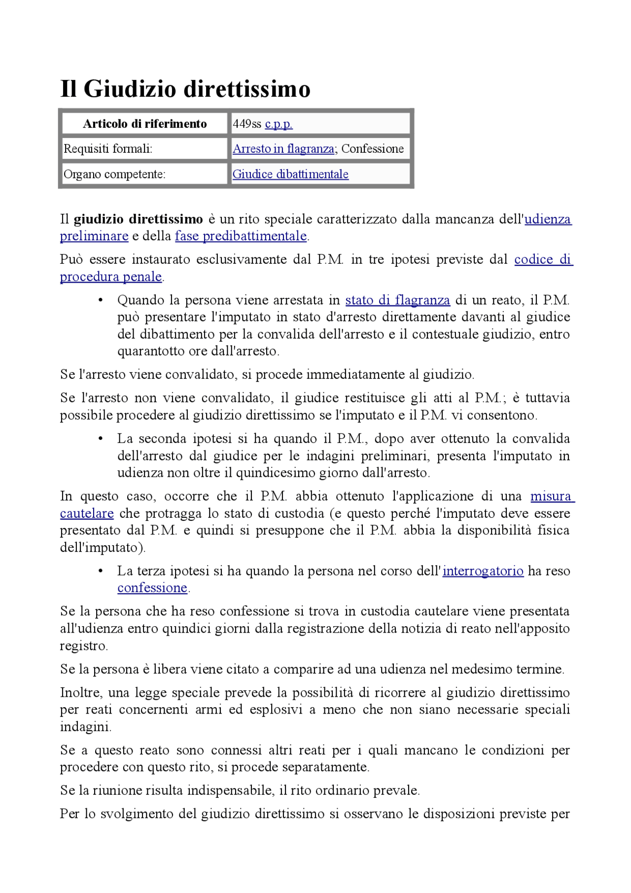 GIUDIZIO DIRETTISSIMO Docsity