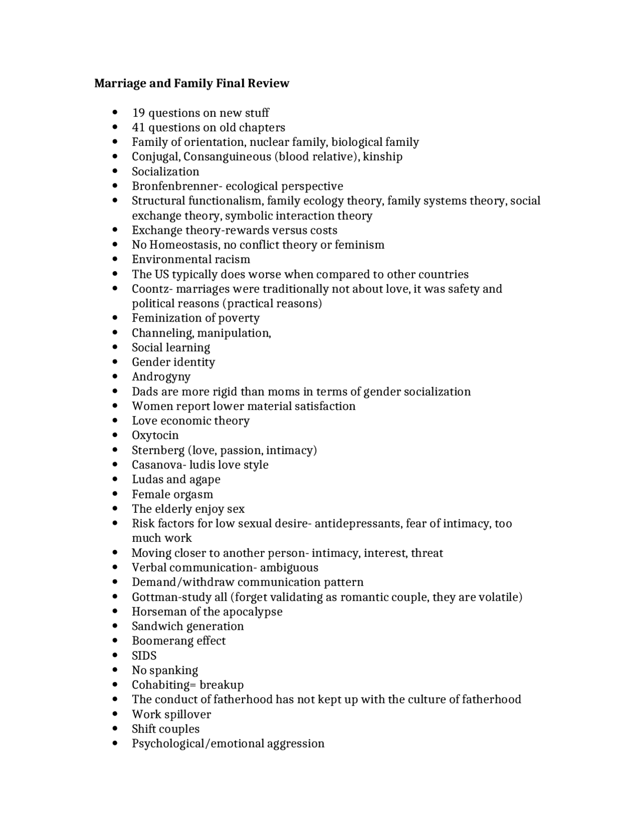 Exam Study Guide - Marriage and Family in A Global Context | HDFS 2000 ...