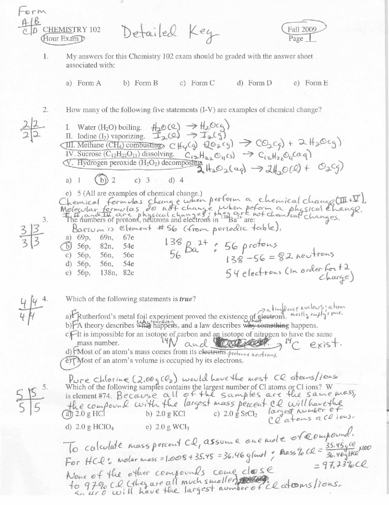 General Chemistry I - Hour Exam 1 Resolutions - Fall 2009 | CHEM 102 ...