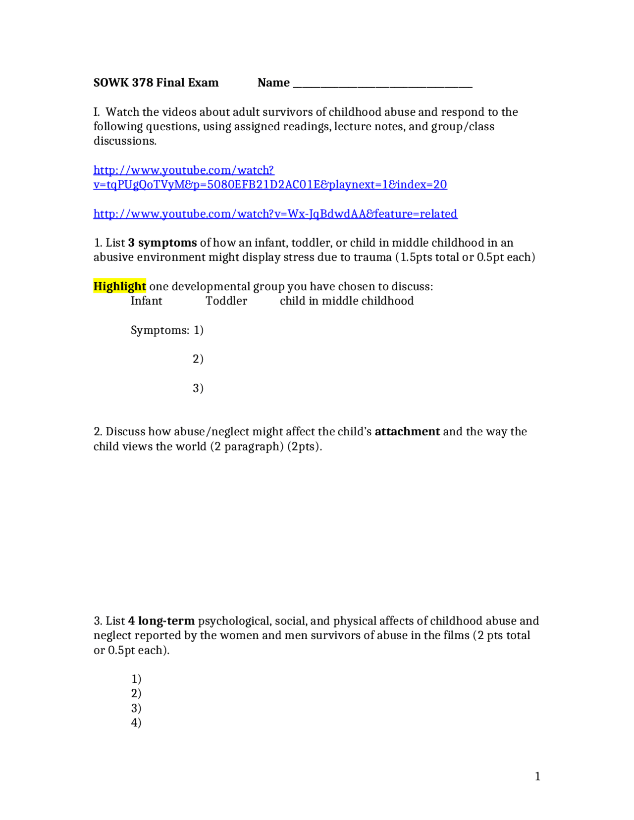 7 Questions for Final Exam Human Behavior in the Social Environment