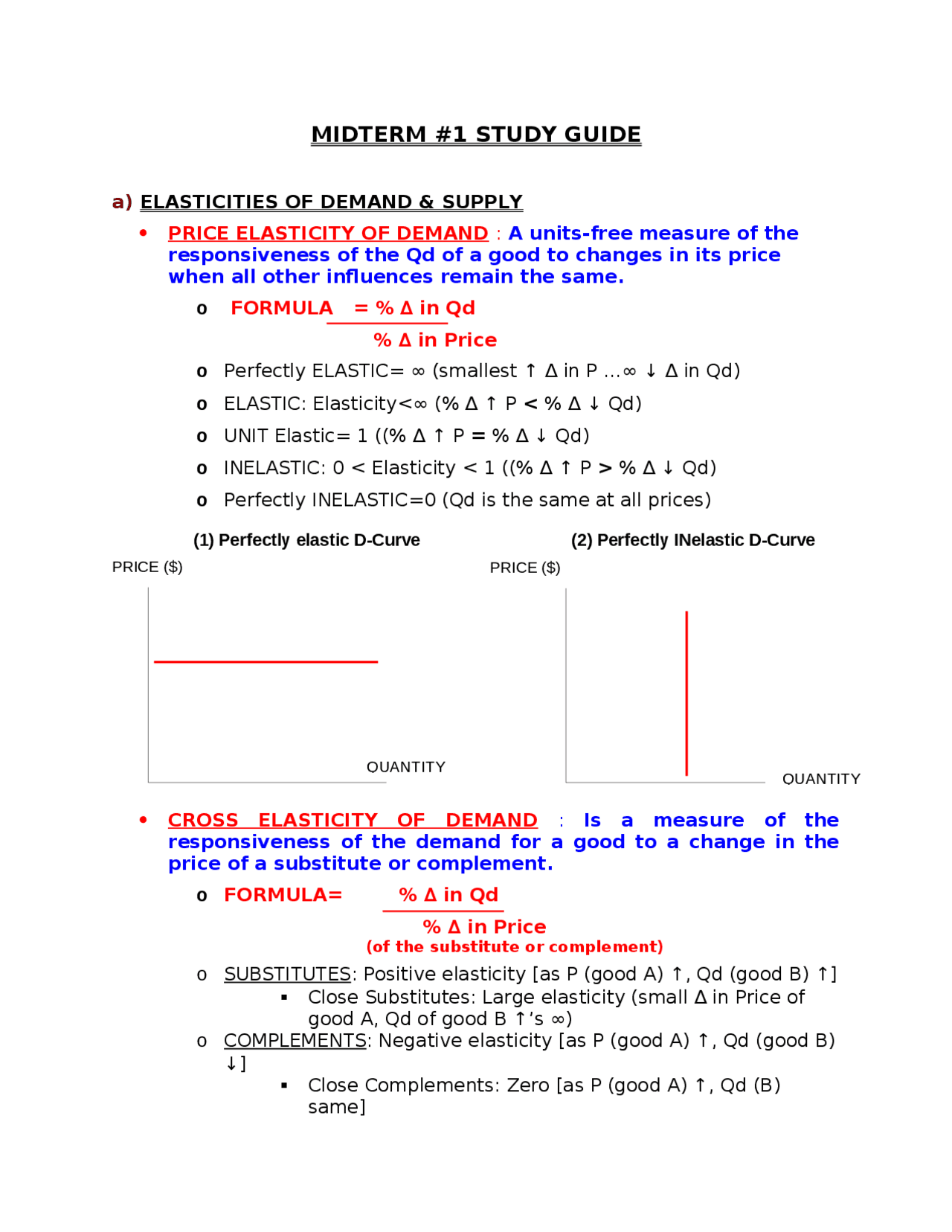 Midterm Exam 1 Study Guide - Microeconomic Principles | ECON 1102 - Docsity