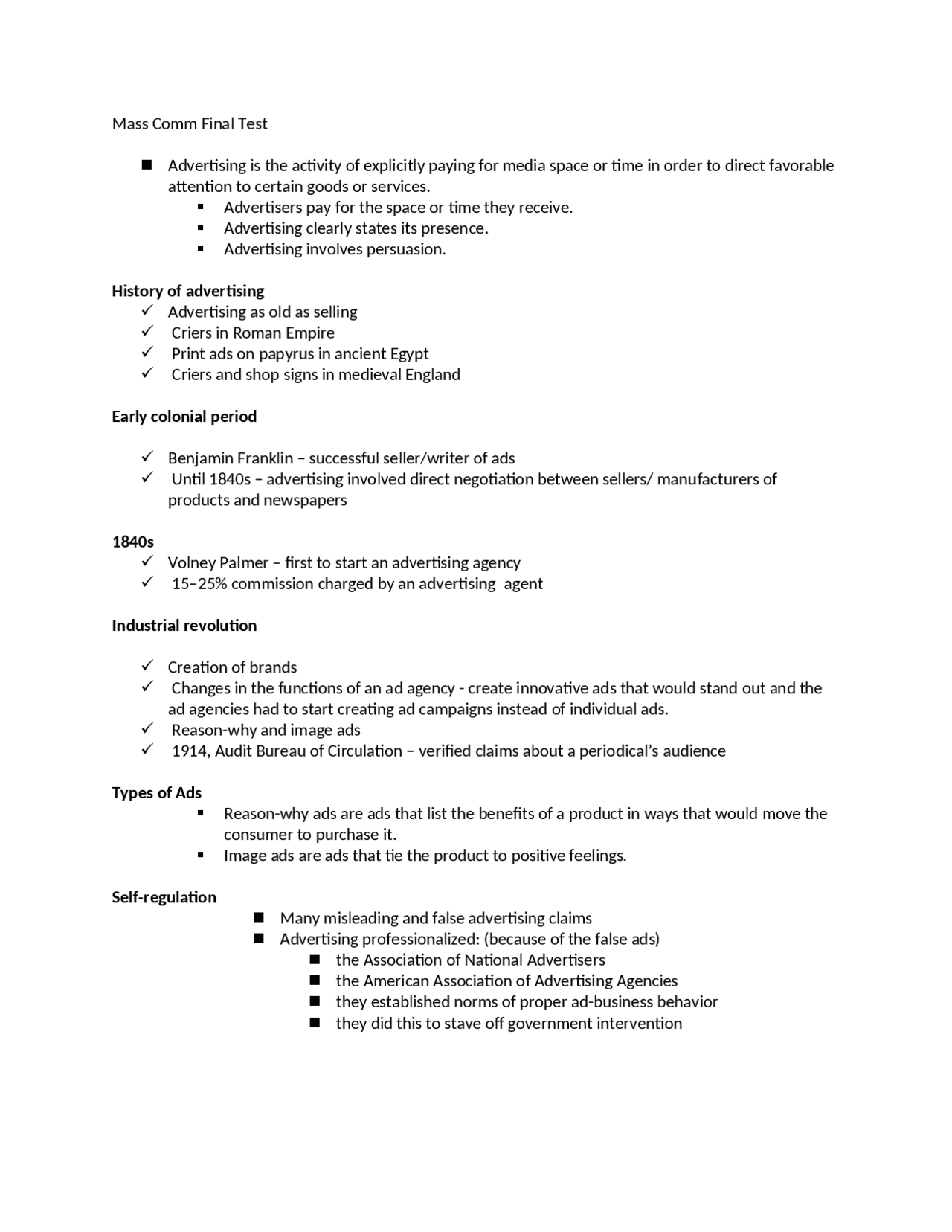 Final Exam Study Notes - Introduction to Mass Media | MC 2000 - Docsity