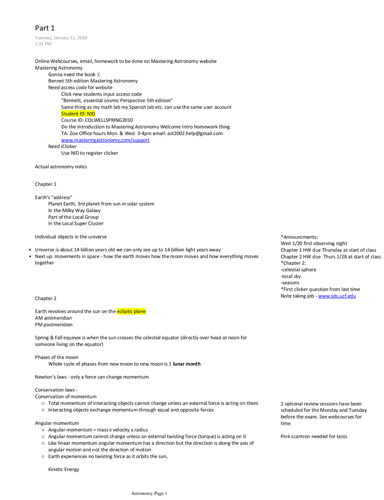 Exam Study Guide for Astronomy | AST 2002 | Study notes Astronomy | Docsity