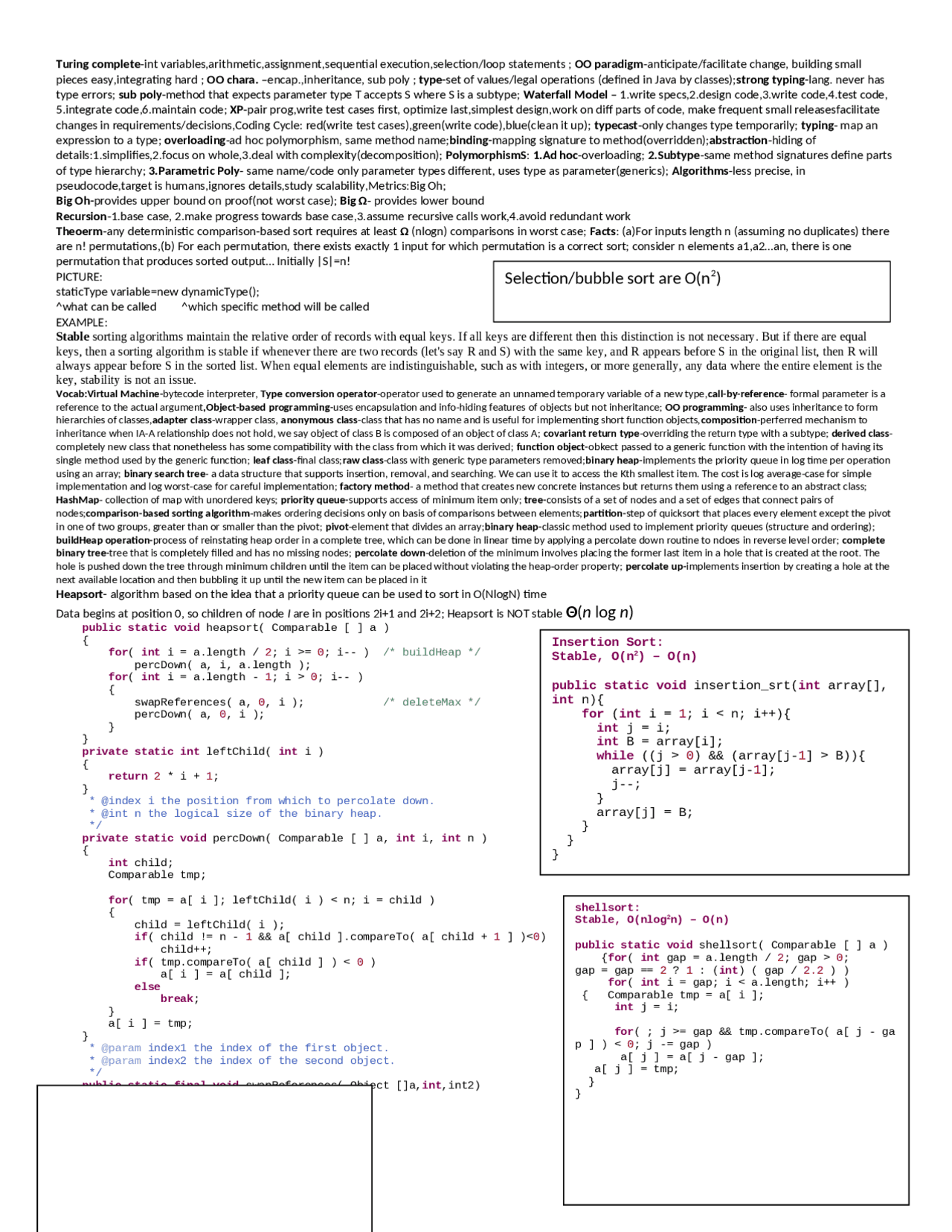 Study Sheet for Exam 1 - Data Structure and Algorithms | C S 315 - Docsity
