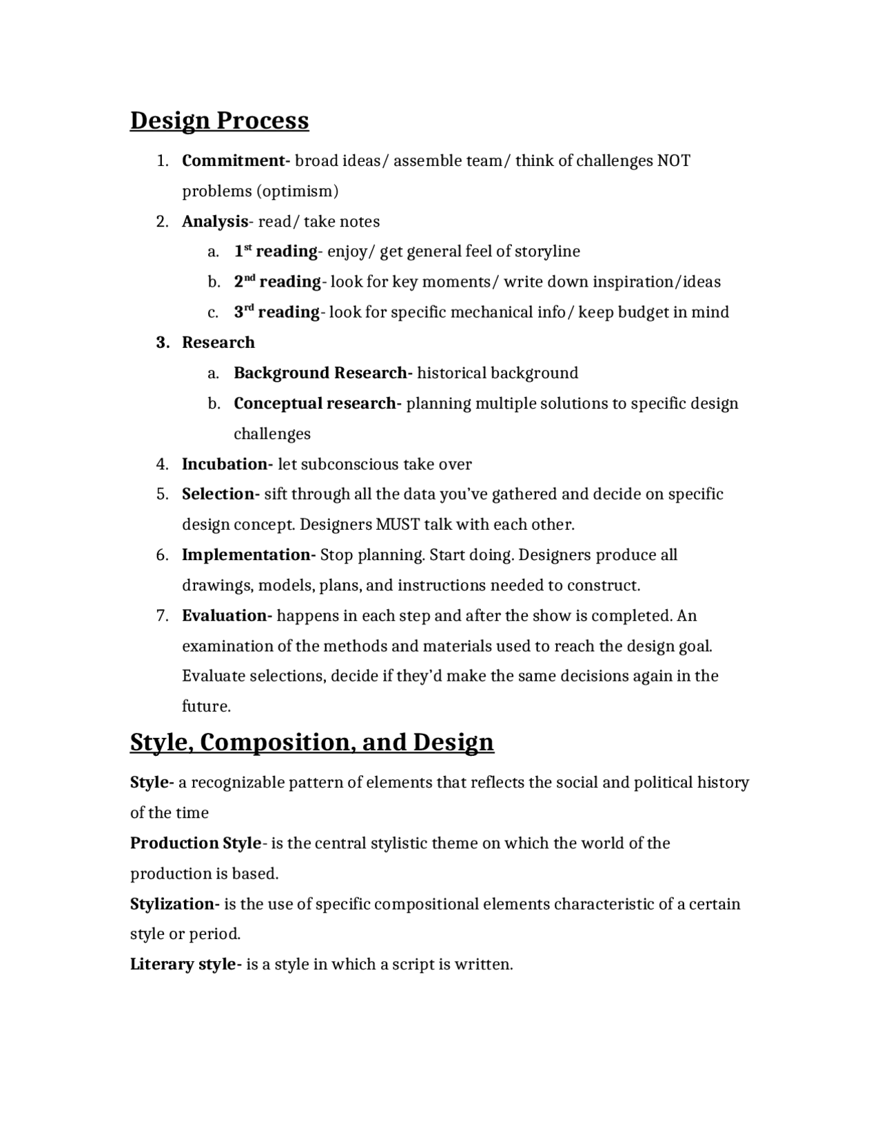 Design Process, Style, Composition, and Design - Study Guide | THTR ...