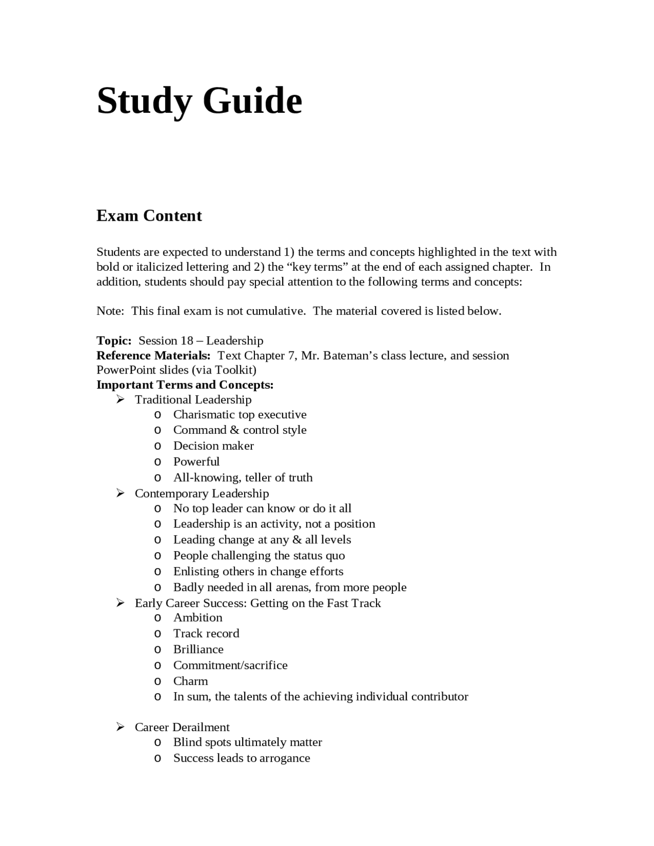Leader Guide Vs Study Guide An Introduction to Traditional Leadership - Study Guide | COMM 1800 ...